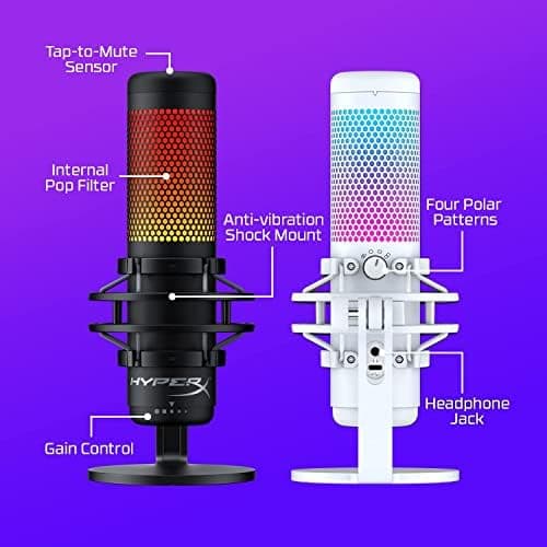 HyperX QuadCast S – RGB USB Condenser Microphone for PC, PS4, PS5 and Mac, Anti-Vibration Shock Mount, 4 Polar Patterns, Pop Filter, Gain Control, Gaming, Streaming, Podcasts, Twitch, YouTube, Discord, view 7