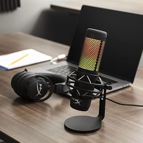 HyperX QuadCast S – RGB USB Condenser Microphone for PC, PS4, PS5 and Mac, Anti-Vibration Shock Mount, 4 Polar Patterns, Pop Filter, Gain Control, Gaming, Streaming, Podcasts, Twitch, YouTube, Discord, view 10