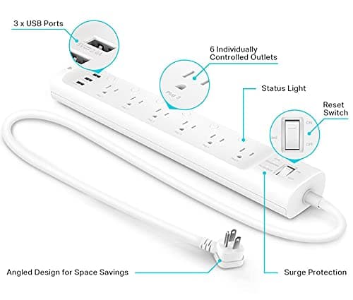 Kasa Smart Plug Power Strip HS300, Smart Outlet, No Hub Required, view 3