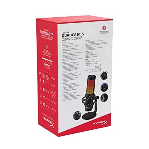 HyperX QuadCast S – RGB USB Condenser Microphone for PC, PS4, PS5 and Mac, Anti-Vibration Shock Mount, 4 Polar Patterns, Pop Filter, Gain Control, Gaming, Streaming, Podcasts, Twitch, YouTube, Discord, view 12