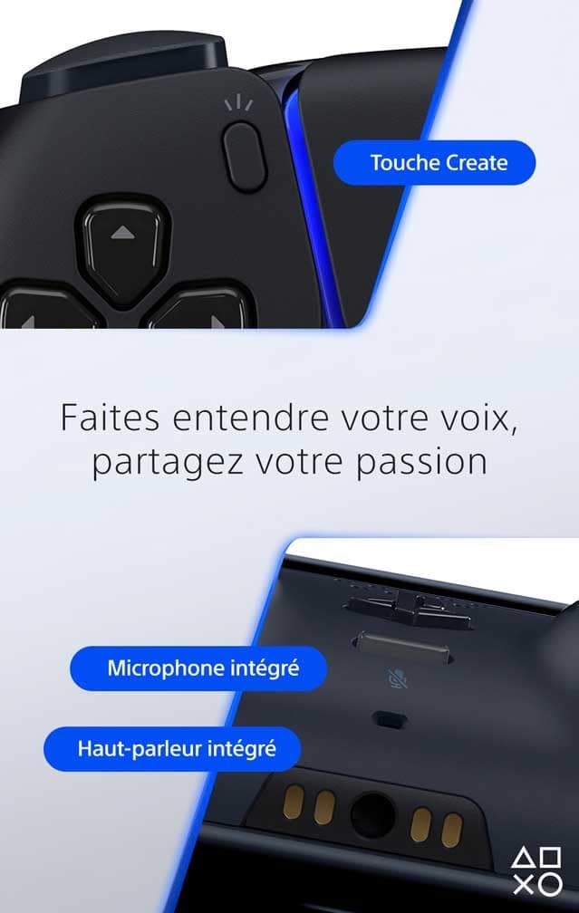 Sony, Manette PlayStation 5 Officielle DualSense, Sans Fil, avec Retour Haptique & Gâchettes Adaptatives, Micro Intégré, Batterie Rechargeable, Compatible PS5/PC, Couleur : Midnight Black, view 5