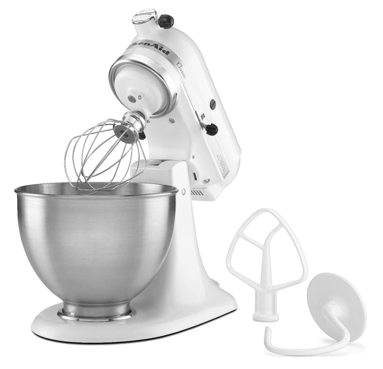KitchenAid Classic Series 4.5 Quart Tilt-Head Stand Mixer K45SS, White, view 3