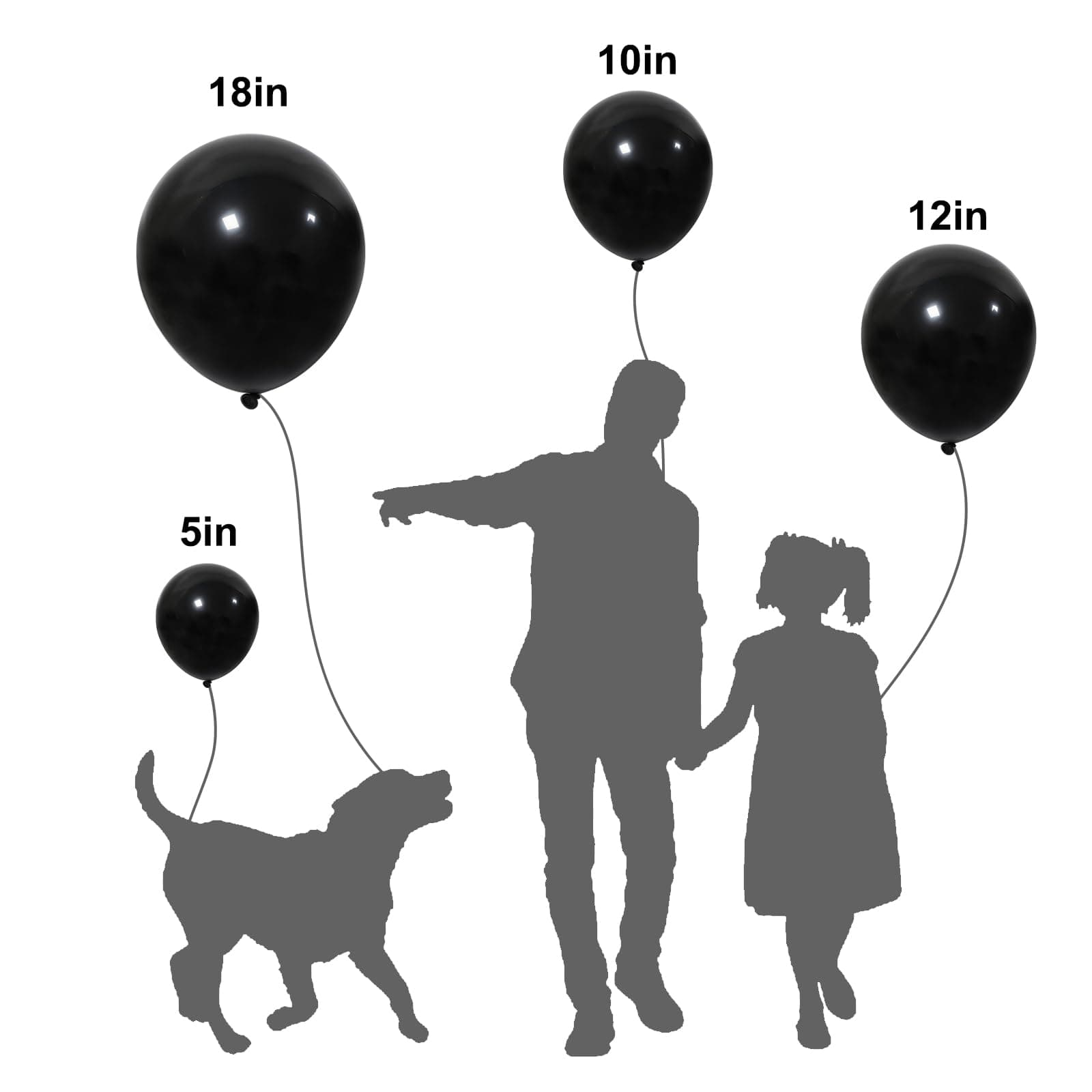 APLANET 150pcs Black Balloons Different Sizes 18 12 10 5 Inch, Latex Balloons for Black Themed Birthday Wedding Baby Shower Party, Black History Month, Grad Anniversary Supplies, Arch Kit Decoration, view 3