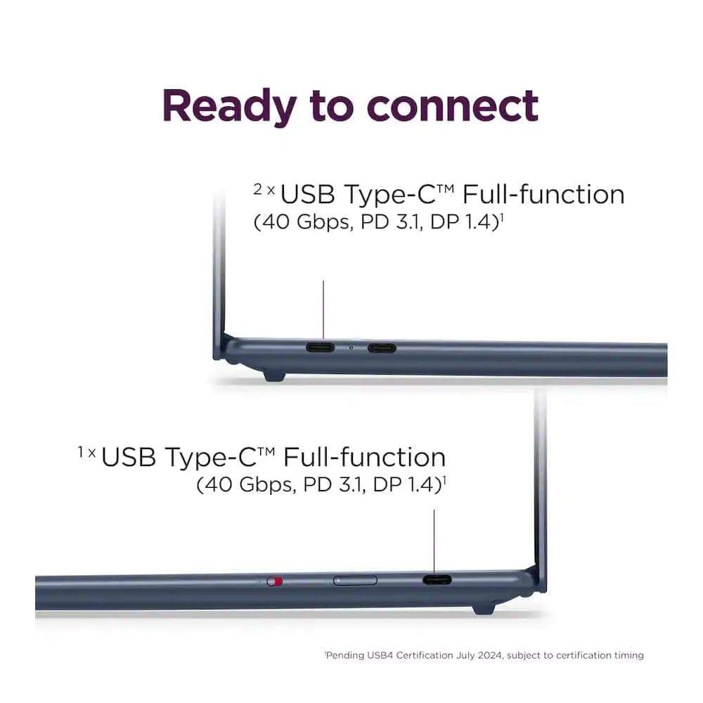 Lenovo Yoga Slim 7X Copilot PC Laptop 14.5" Touchscreen OLED 3K 1000 nits Display (Snapdragon X Elite X1E-78-100, 16GB LPDDR5X, 512GB SSD, Backlit KB, WiFi 7, Win 11 Pro) w/DKZ USB Port Expander, view 2