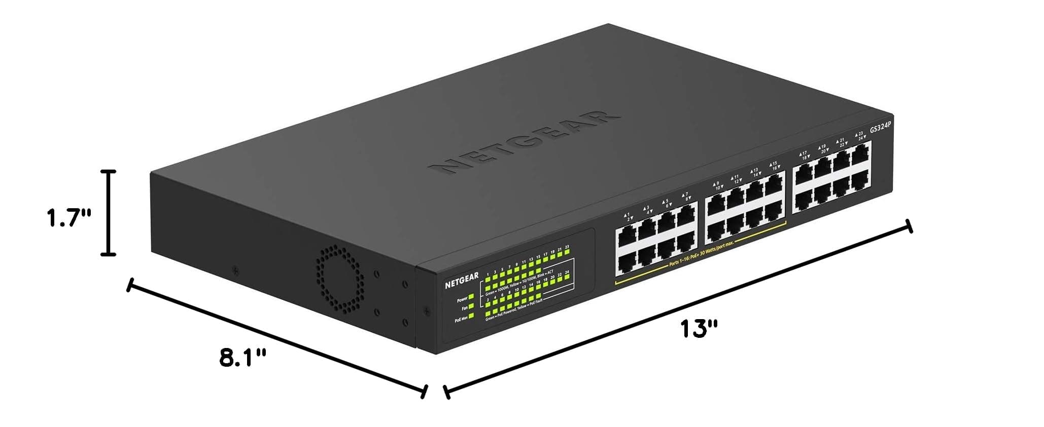 NETGEAR 24-Port PoE Gigabit Ethernet Unmanaged Network Switch (GS324P), view 7