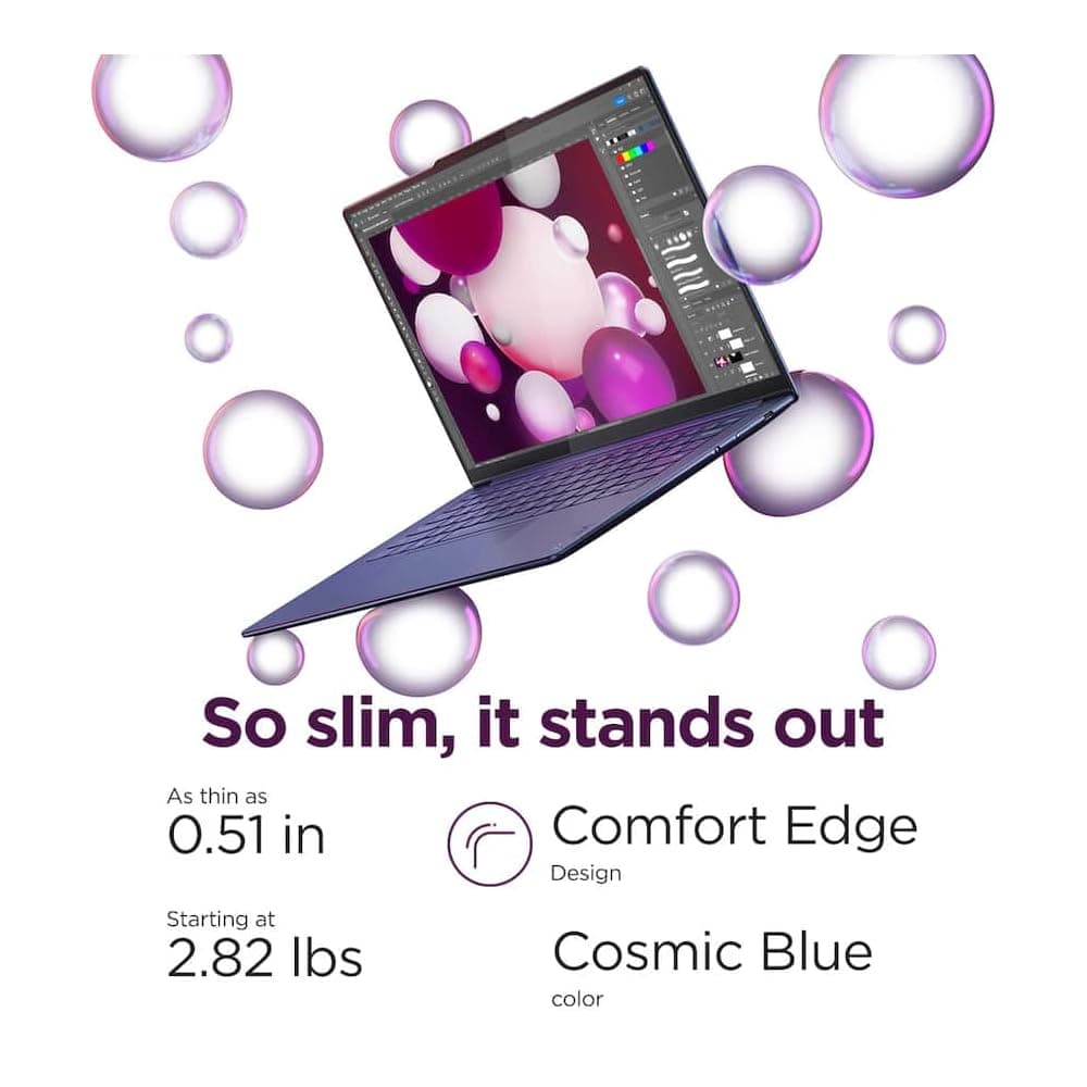 Lenovo Yoga Slim 7X Copilot PC Laptop 14.5" Touchscreen OLED 3K 1000 nits Display (Snapdragon X Elite X1E-78-100, 16GB LPDDR5X, 512GB SSD, Backlit KB, WiFi 7, Win 11 Pro) w/DKZ USB Port Expander, view 6