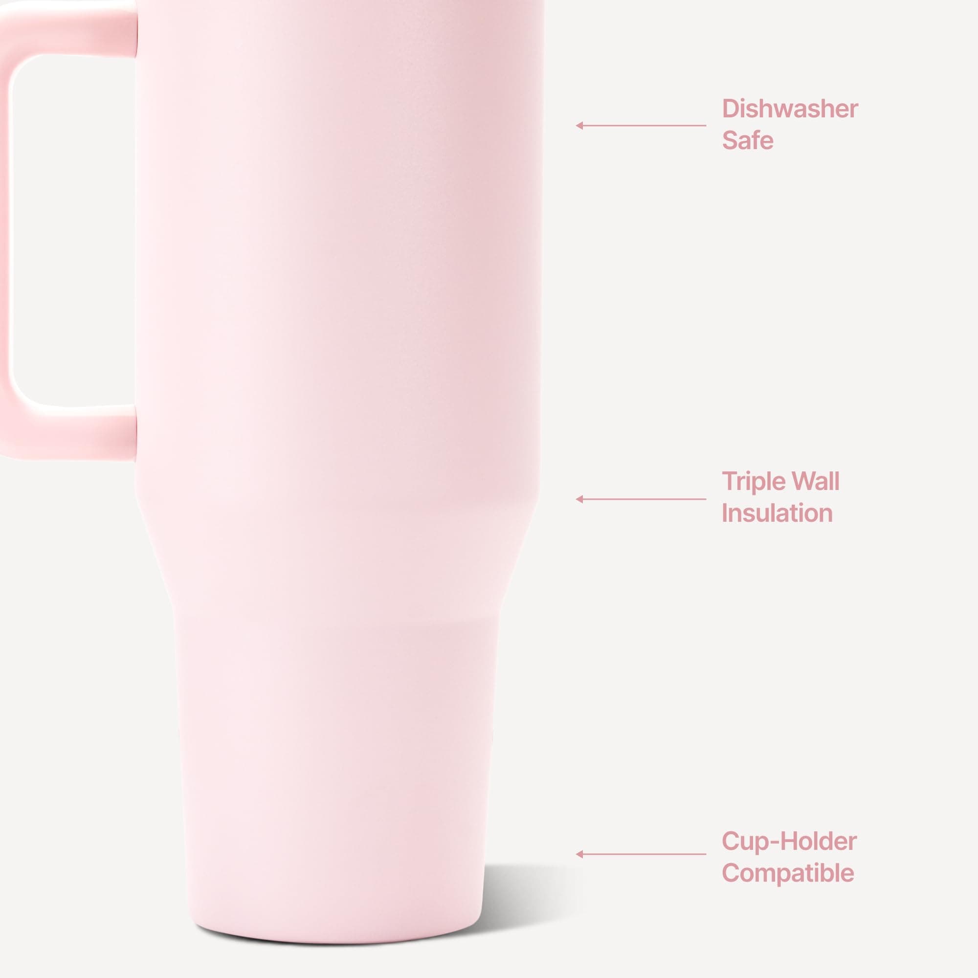 HydroJug Traveler 40oz, Insulated Tumbler with Handle & Straw, Pink Sand, view 3