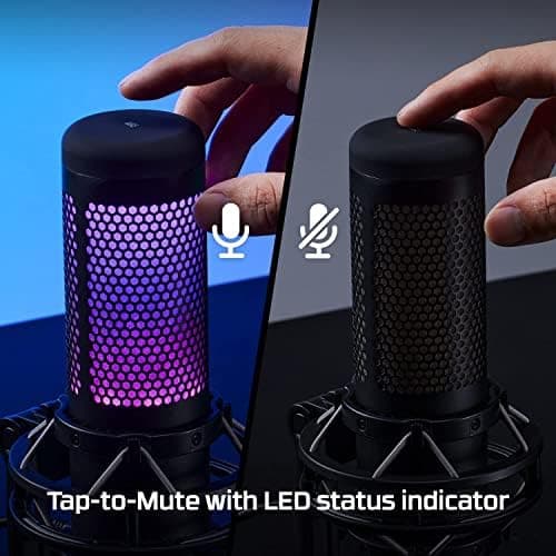 HyperX QuadCast S – RGB USB Condenser Microphone for PC, PS4, PS5 and Mac, Anti-Vibration Shock Mount, 4 Polar Patterns, Pop Filter, Gain Control, Gaming, Streaming, Podcasts, Twitch, YouTube, Discord, view 4