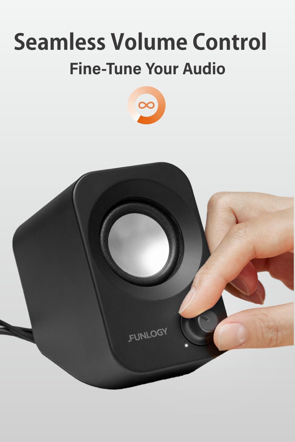 FUNLOGY Speaker - 14W Stereo PC Speakers, USB Powered, Compact Size with 30° Tilt Design, Volume Dial Control, for Desktop, Laptop, Monitor, Gaming Consoles, Black, view 6