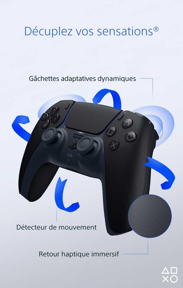 Sony, Manette PlayStation 5 Officielle DualSense, Sans Fil, avec Retour Haptique & Gâchettes Adaptatives, Micro Intégré, Batterie Rechargeable, Compatible PS5/PC, Couleur : Midnight Black, view 3
