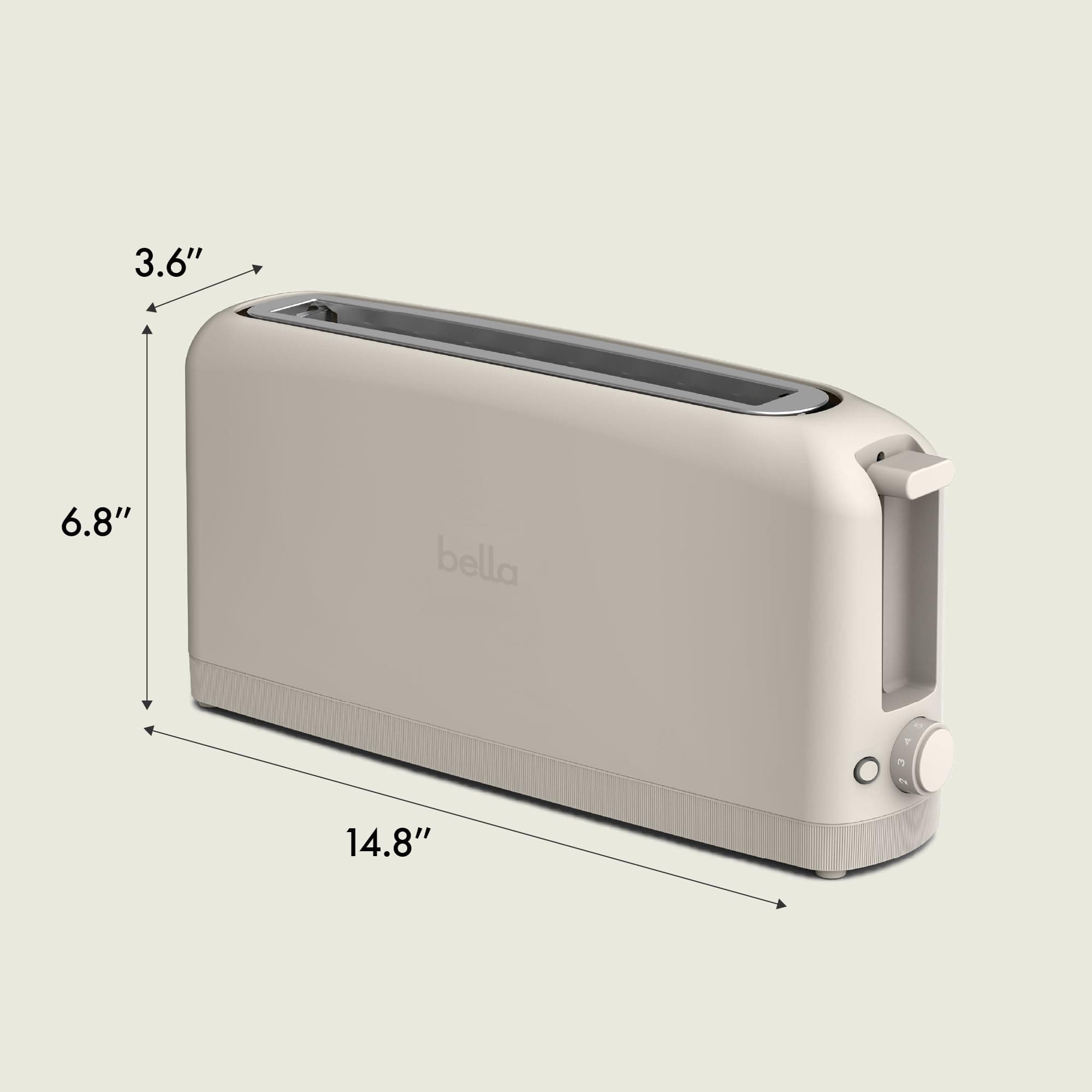 bella Fits-Anywhere™ 2-Slice Slim Toaster, Long Slot & Extra Wide, Oatmilk, view 8