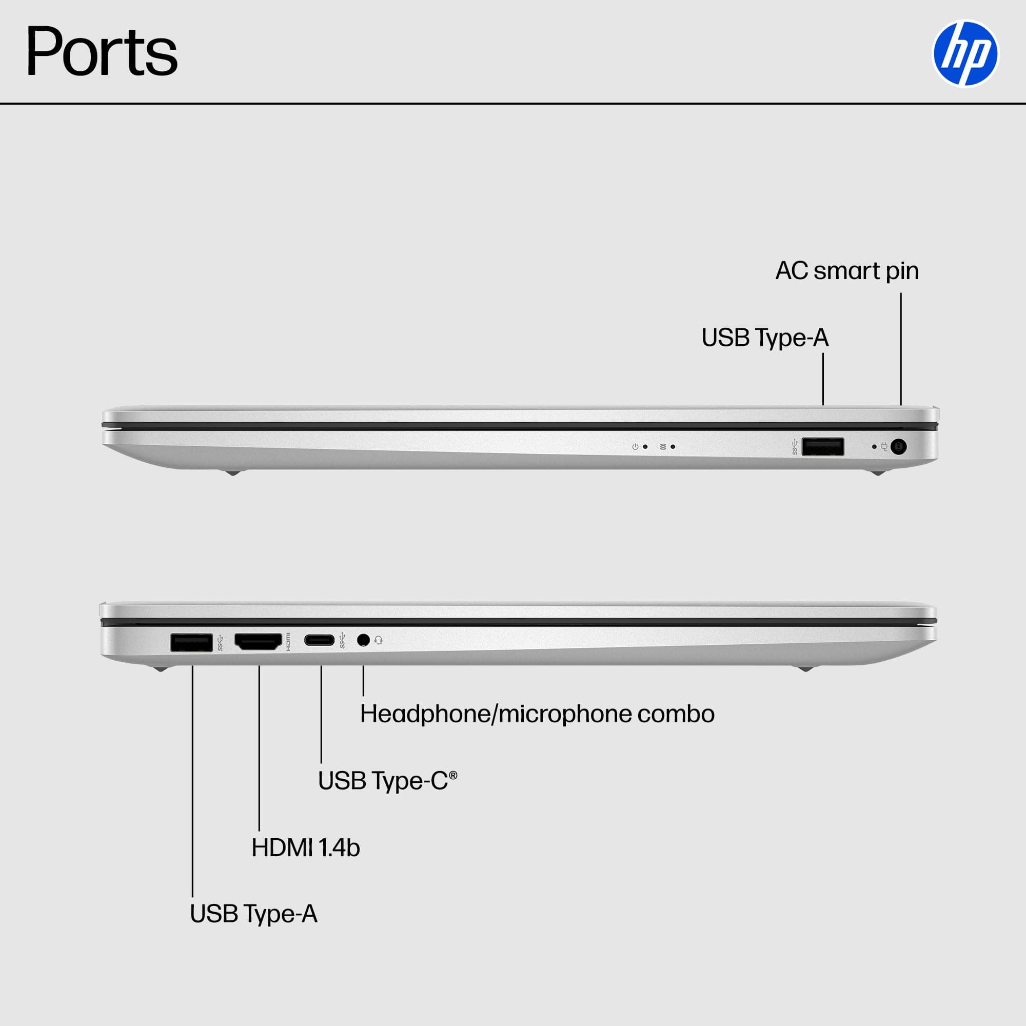 HP 17.3 inch Laptop, FHD Display, Intel Core i5-1334U, 16 GB RAM, 512 GB SSD, Intel Iris Xe Graphics, Windows 11 Home, Natural Silver, 17-cn3399nr, view 8
