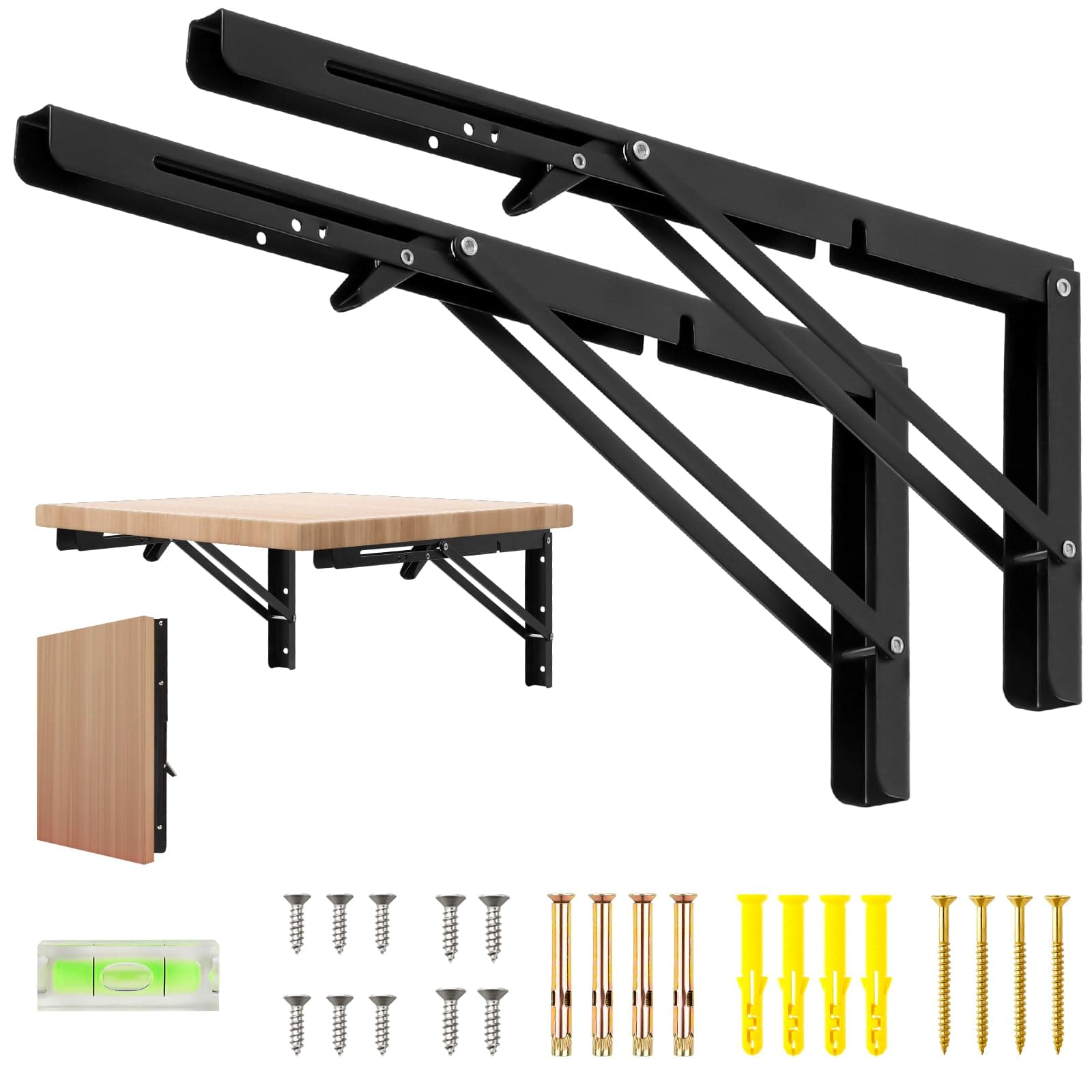16 Inch Folding Shelf Brackets, 2 Pack Shelf Bracket Wall Mounted