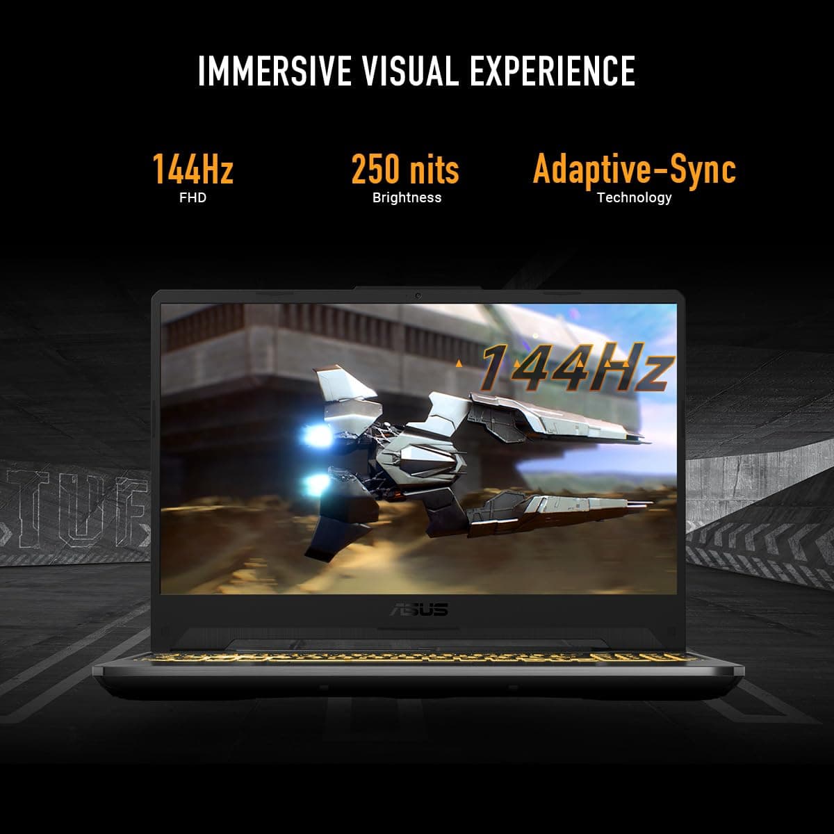 ASUS TUF Gaming A15 Gaming Laptop, 15.6” FHD 16:9 144Hz Display, AMD Ryzen™ 5 7535HS Processor, NVIDIA® GeForce RTX™ 3050, 16GB DDR5, 512GB PCIe® Gen 4.0 SSD, Wi-Fi 6, Windows 11 Home, FA506NC-DS53, view 3
