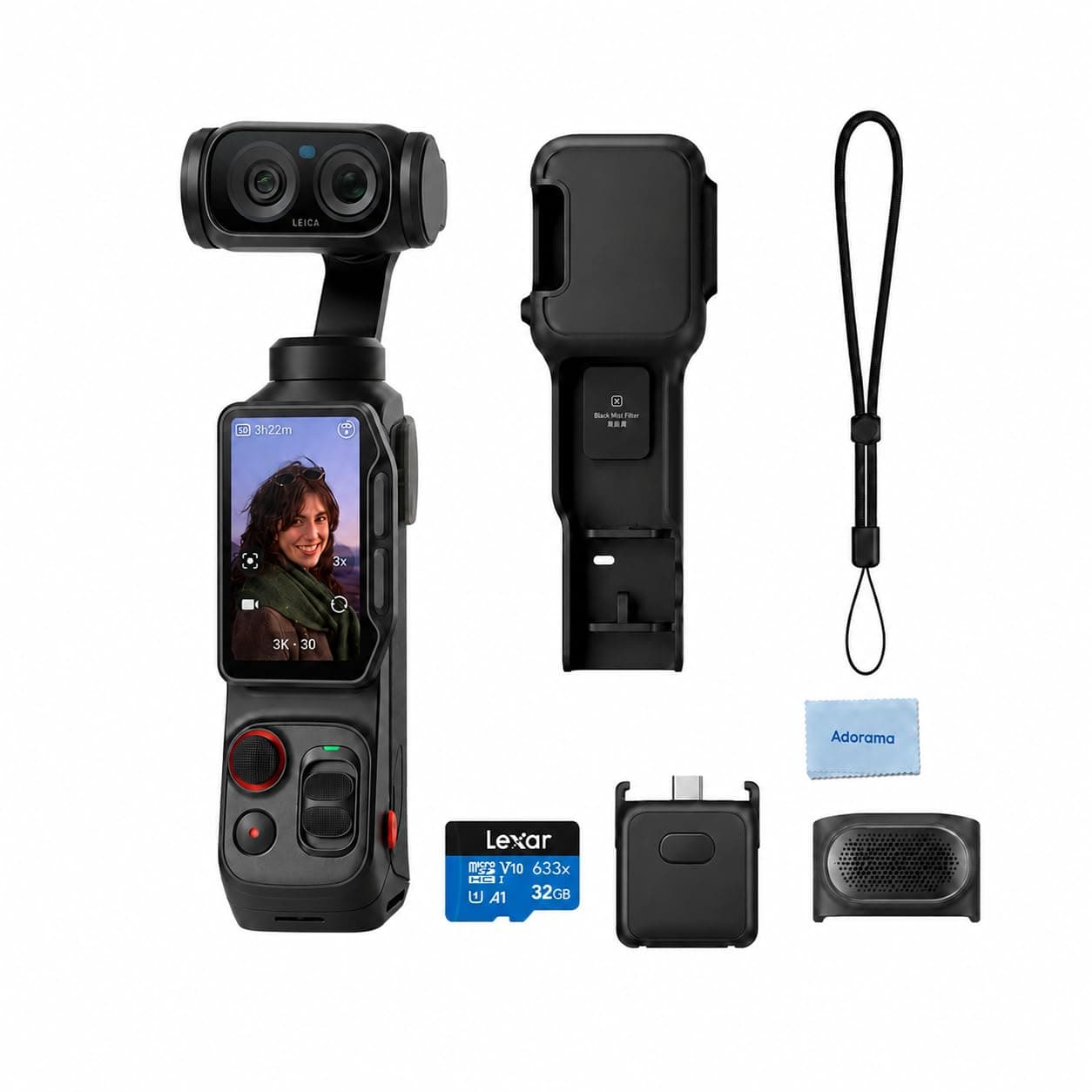 Insta360 Luna Ultra - 8K Vlogging Camera with Dual Leica Lenses, 12× Zoom, 1" Sensor, Detachable 2" Touchscreen, Triple AI Chip, Pocket Gimbal Camera for Vlog Photography-Cosmic + 32GB SD Card