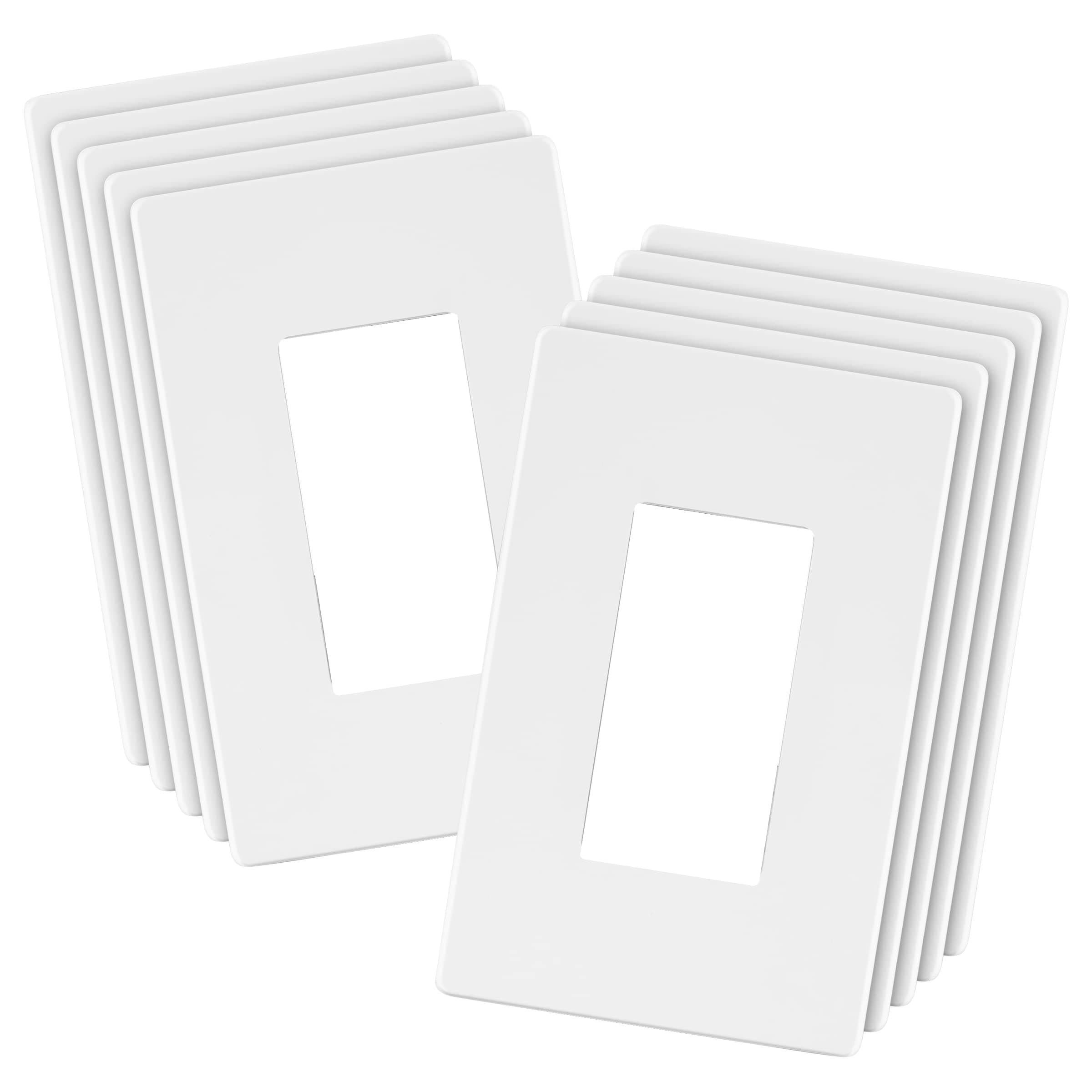 LIDER Decorator Switch Cover, Screwless Wall Plate, Mid-Size 1-Gang 4.88" x 3.11", LSWP-31M-W10P, UL Listed, Thermoplastic, Matte White, 10-Pack