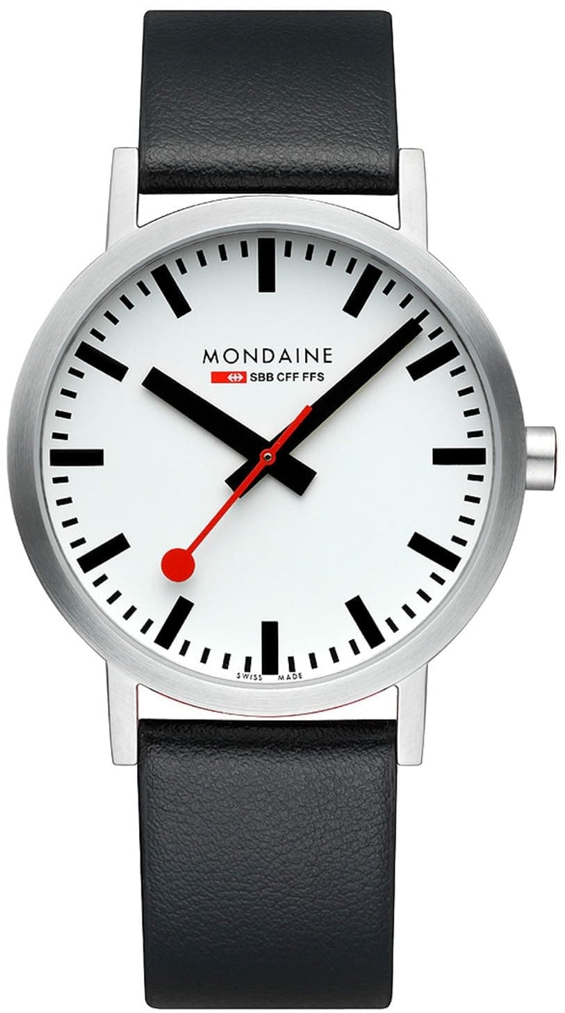 Mondaine - Classic A660.30360.16SBBV - Mens Watch - Watches for Men - 40mm - Swiss Quartz - 30M Water Resistant - Mineral Crystal - Vegan Grape Leather Strap - Swiss Made