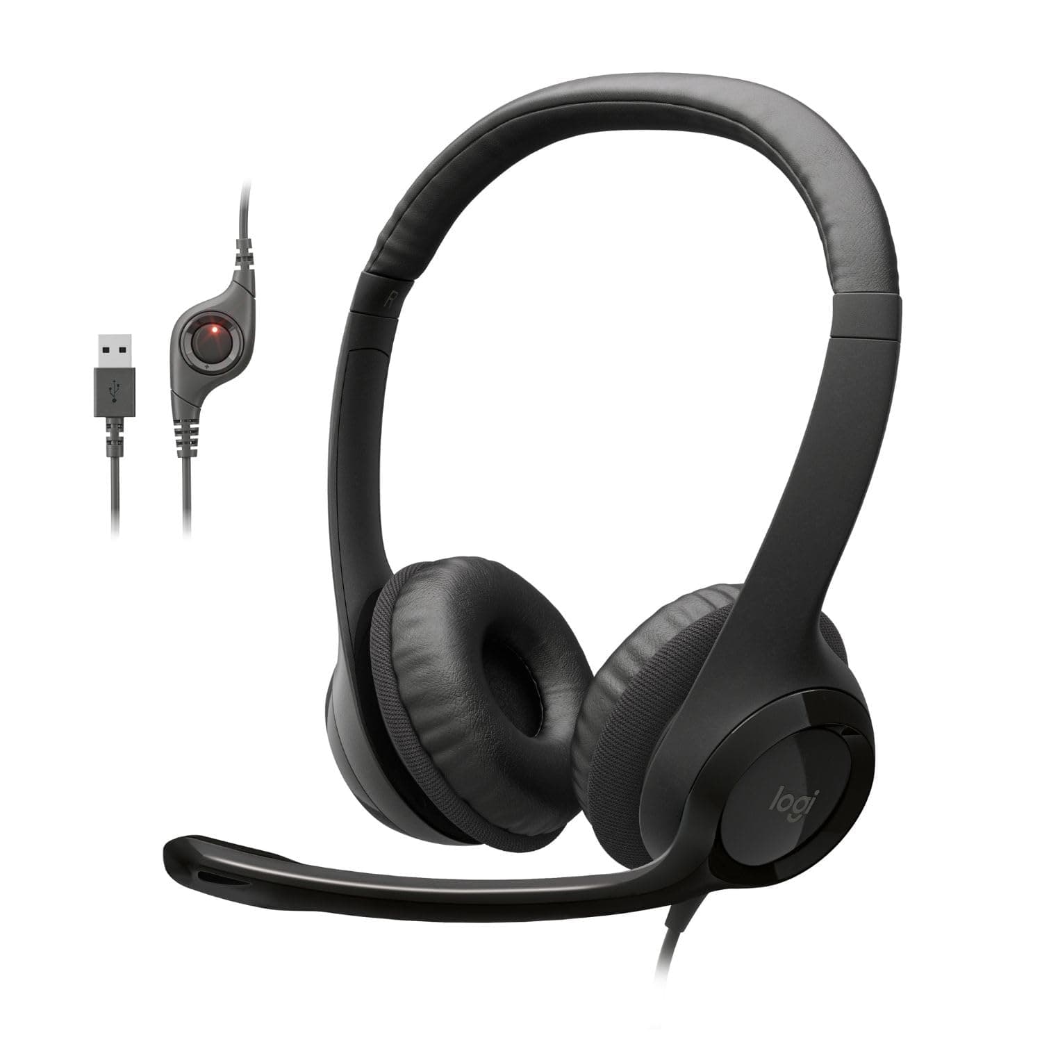 Logitech H390 Wired Headset PC/Laptop Stereo Headphones, USB-A, Black