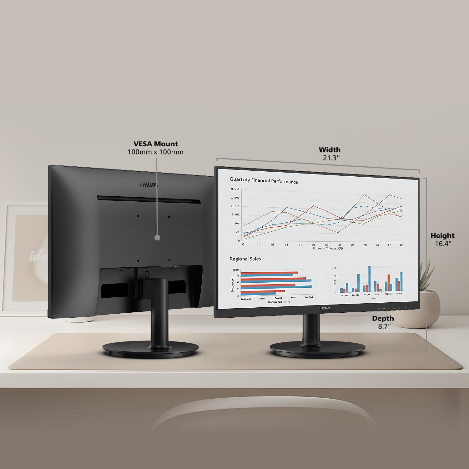 Philips 24 Inch Computer Monitor FHD 100Hz VA VESA Flicker-Free, 241V8LB, view 7