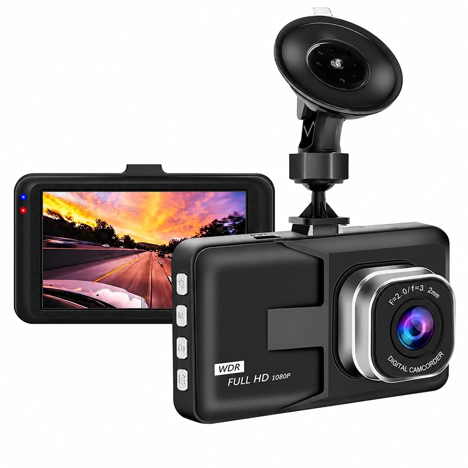 3-inch 1080p High-Definition Dash cam for Cars, 24 Hour Recording, 170° Large Wide-Angle,Super Night Vision, G-Sensor Parking Monitoring Loop Video Motion Detection, TickClip Skip verdict