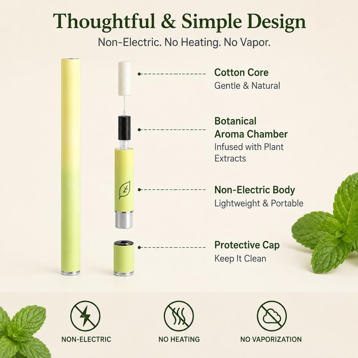 Herbal Air Stick Plant-Based Extracts, Breathing Support, Oral Freshness Non-Electric Personal Air Diffuser, Portable Breathing Accessory for Home Office Travel Smokeless Inhaler, view 4