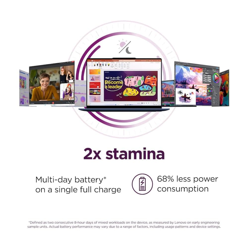 Lenovo Yoga Slim 7X Copilot PC Laptop 14.5" Touchscreen OLED 3K 1000 nits Display (Snapdragon X Elite X1E-78-100, 16GB LPDDR5X, 512GB SSD, Backlit KB, WiFi 7, Win 11 Pro) w/DKZ USB Port Expander, view 9