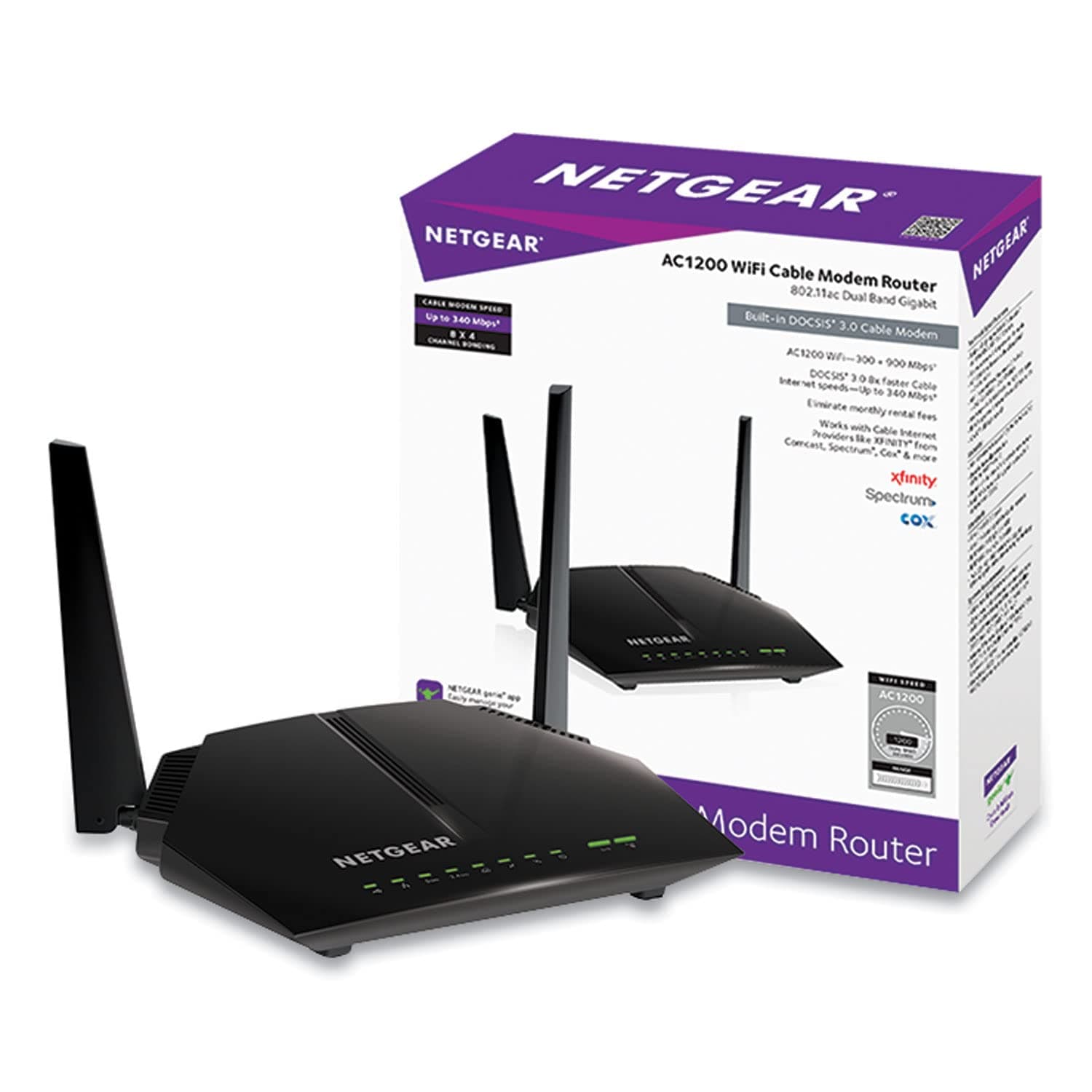 NETGEAR Cable Modem WiFi Router Combo C6220 - Compatible with All Cable Providers Including Xfinity by Comcast, Spectrum, Cox | for Cable Plans Up to 200 Mbps | AC1200 WiFi Speed | DOCSIS 3.0