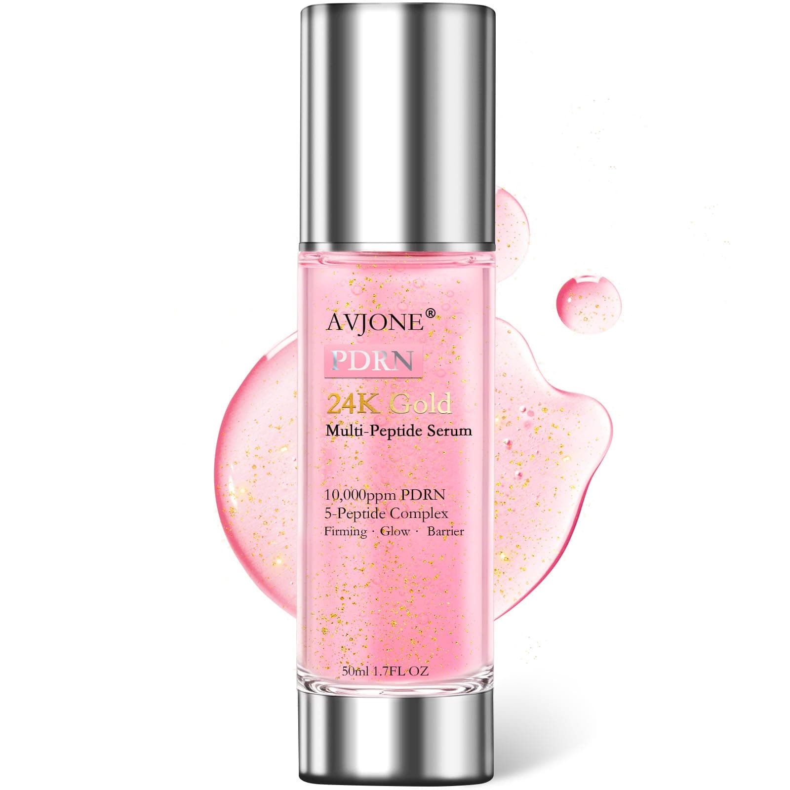 AVJONE PDRN Pink Peptide Serum with Salmon DNA 10,000ppm & 24K Gold, Skin Glow Serum with 5-Peptide Complex, For Fine Lines, Dullness & Firmness, 1.7 fl.oz., TickClip Clip verdict