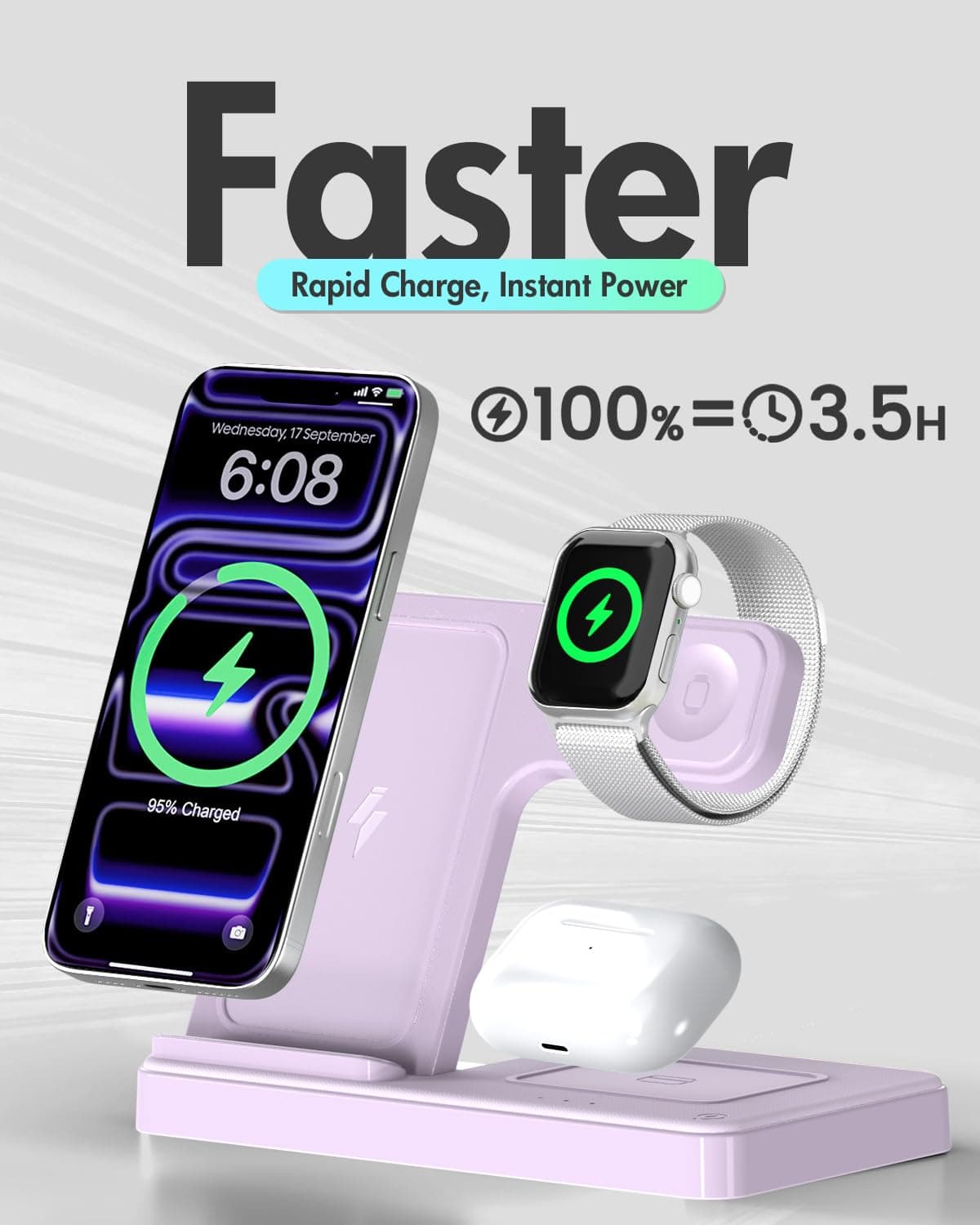 GETPALS Wireless Charger iPhone Charging Station for Apple Multiple Devices, view 5
