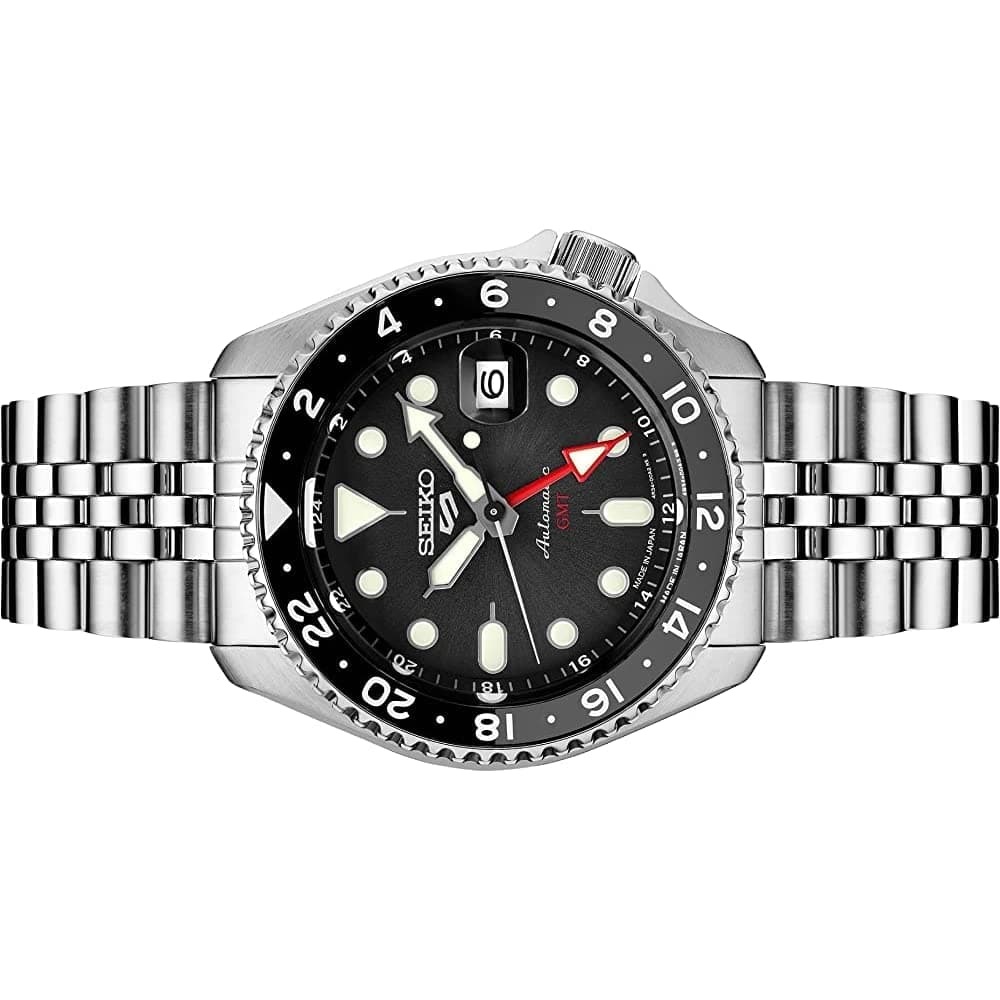 SEIKO SSK001 Automatic Watch for Men - 5 -Sports - Black Dial with Date Calendar and Luminous Hands & Markers and Black & Gray GMT Bezel, 100m Water-Resistant, view 3