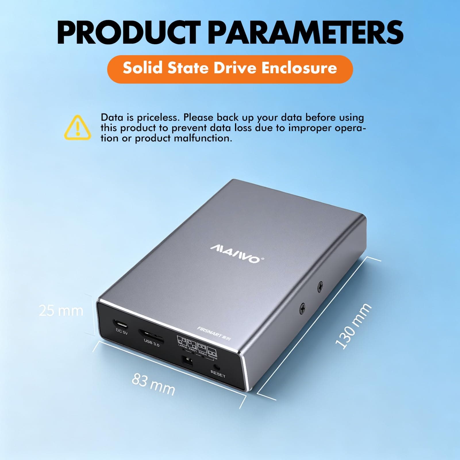 Ticfox 2 Bay RAID Enclosure for 2.5" SATA SSDs and HDDs, USB 3.0 Gen 2 5Gbps with UASP, RAID 0/1/JBOD/PM, 12TB Capacity, External Aluminum Hard Drive Enclosure, view 8