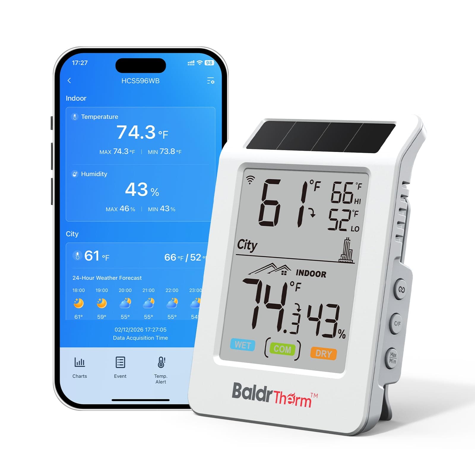 WiFi Thermometer Hygrometer, Wireless Indoor Outdoor Temperature Humidity Monitor, Solar Boost, 3.9" Large Screen, App Alerts for Home, Greenhouse, Pipe Protection, Cellar & Baby Room, TickClip Tick verdict