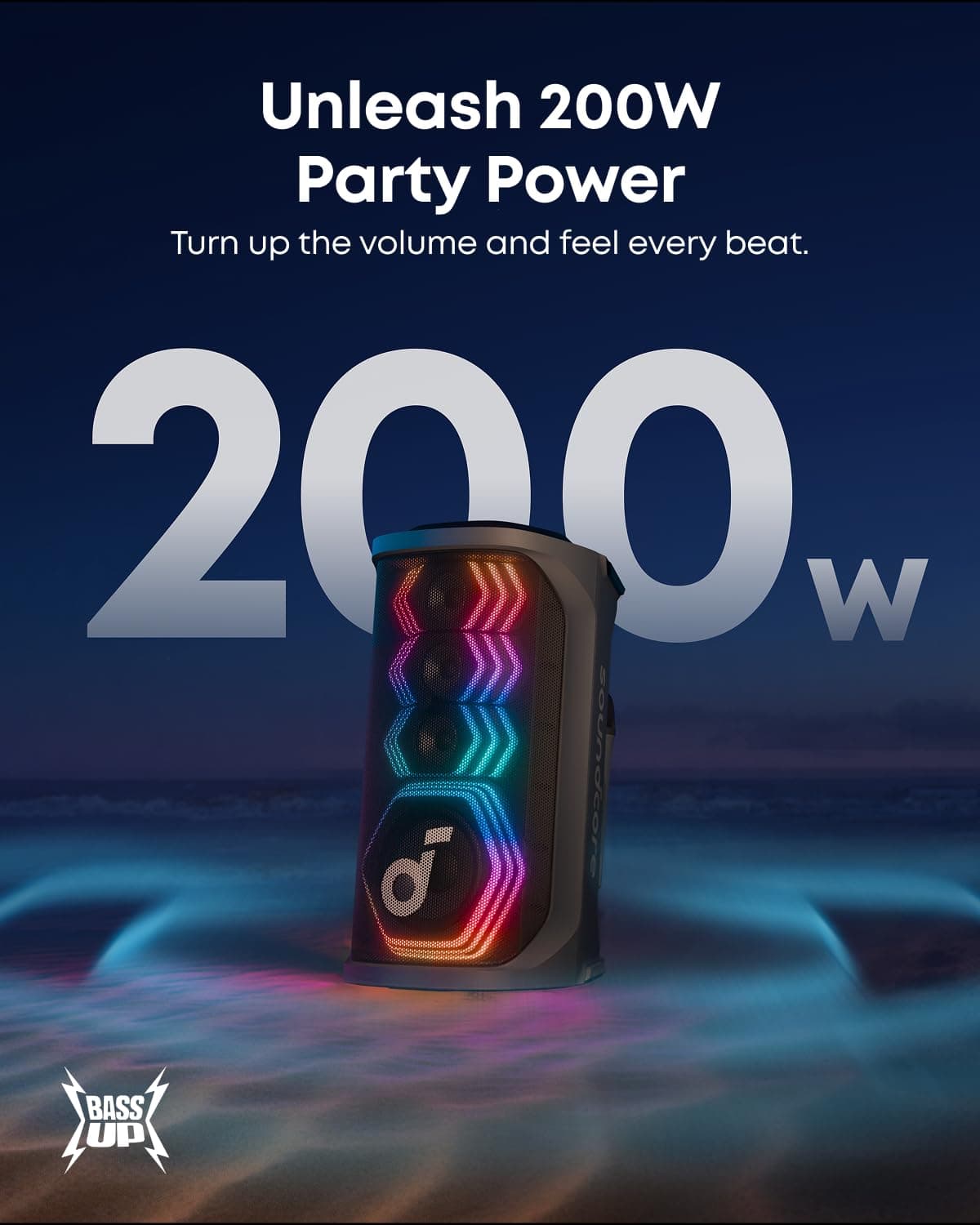 Soundcore Rave 3S AI Party Speaker by Anker, AI Vocal Removal, 200W Sound, view 3