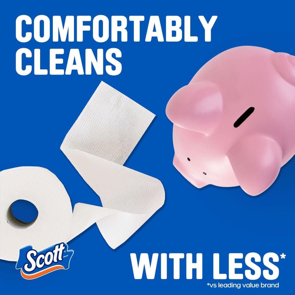 Scott ComfortPlus Toilet Paper, 12 Triple Rolls, 231 Sheets per Roll, Septic-Safe, 1-Ply Toilet Tissue, view 5
