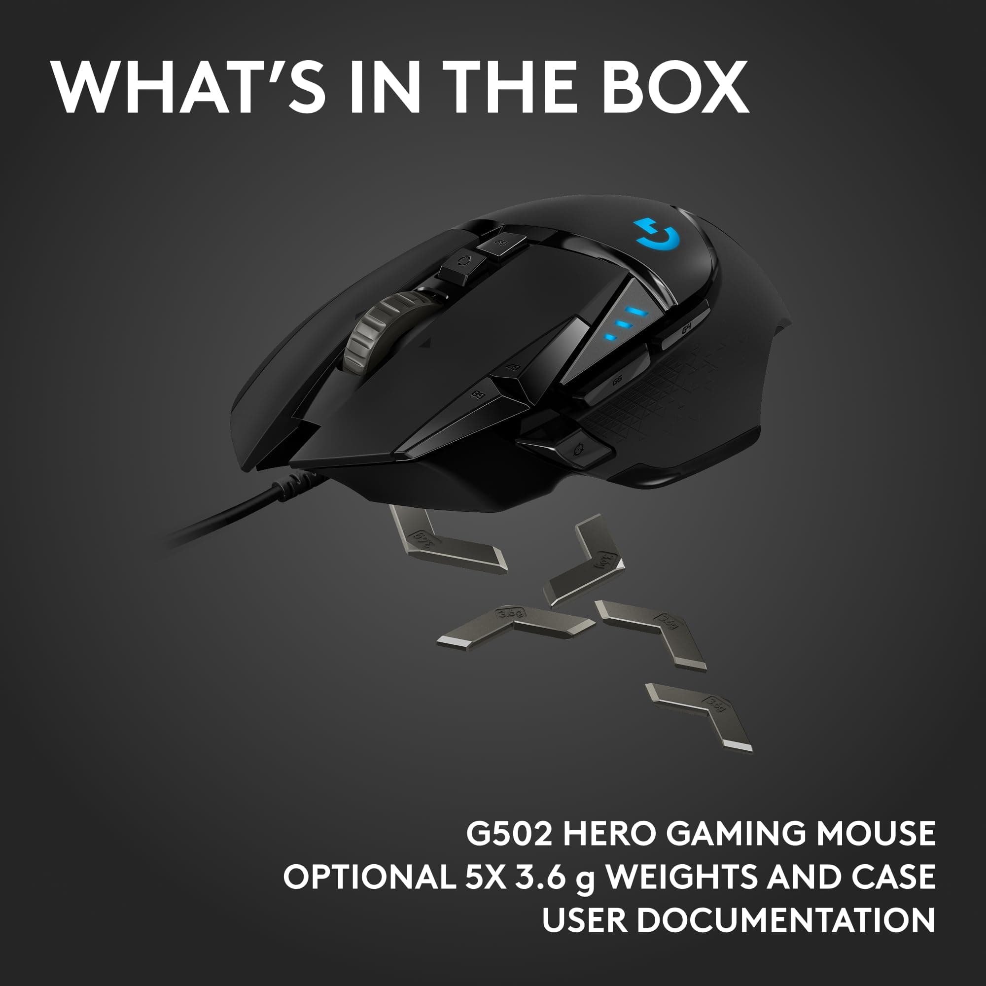 Logitech G502 Hero Wired Gaming Mouse - Black, view 11