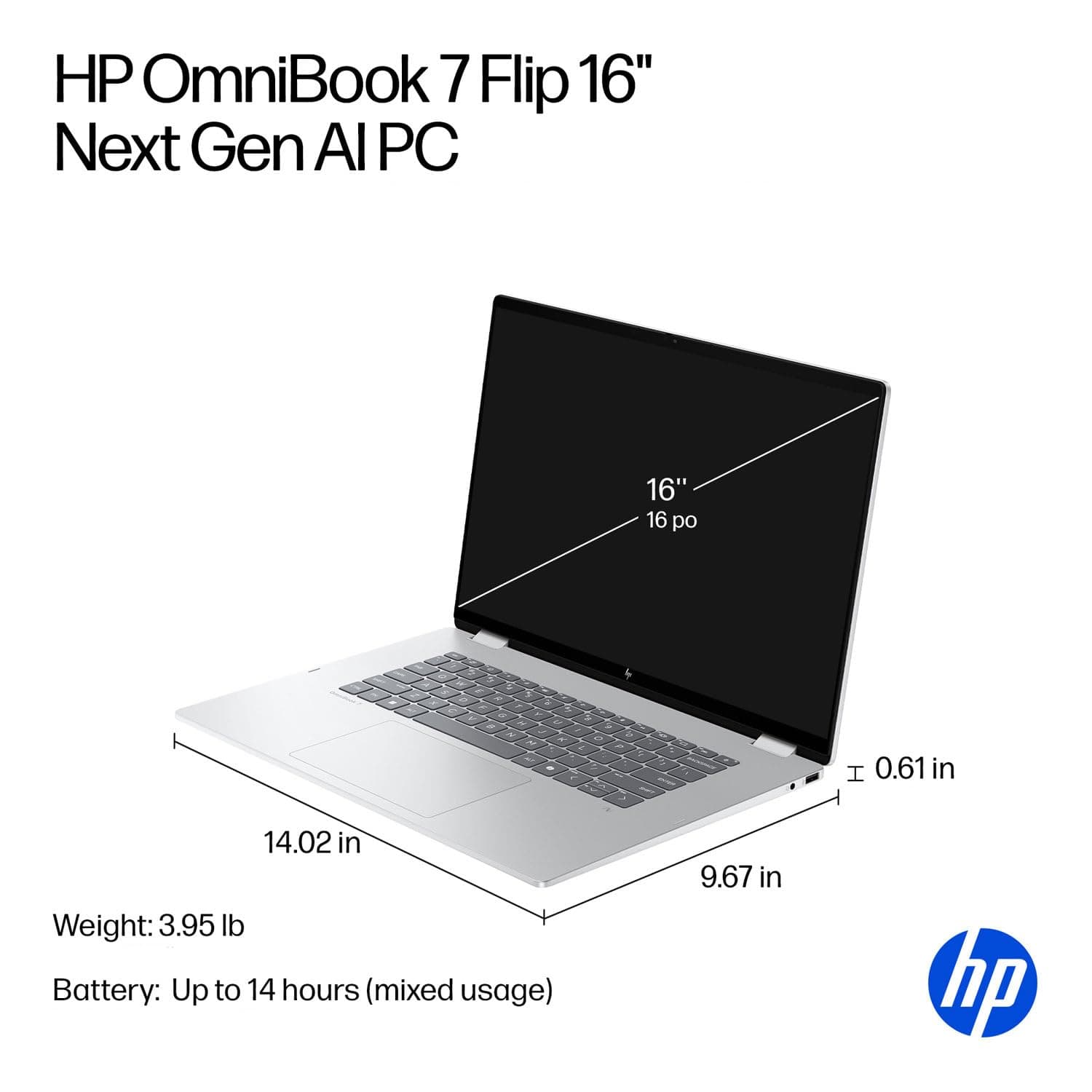 HP OmniBook 7 Flip 16" 2-in-1 Laptop, Intel Ultra 7 258V, 32GB DDR5 1TB SSD, view 6