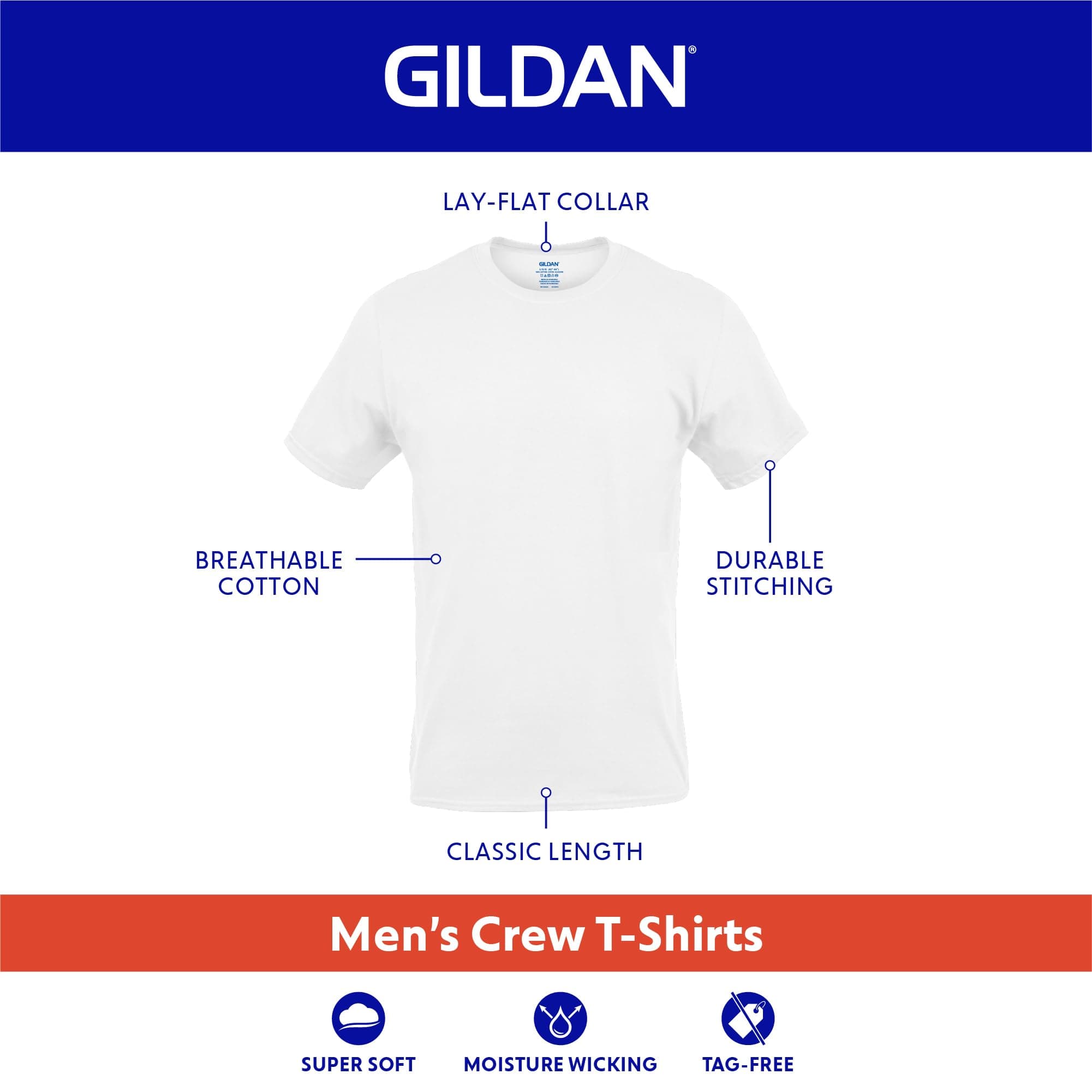 Gildan Men's Crew T-Shirts, Multipack, Style G1100, Black (6-Pack), 2X-Large, view 3