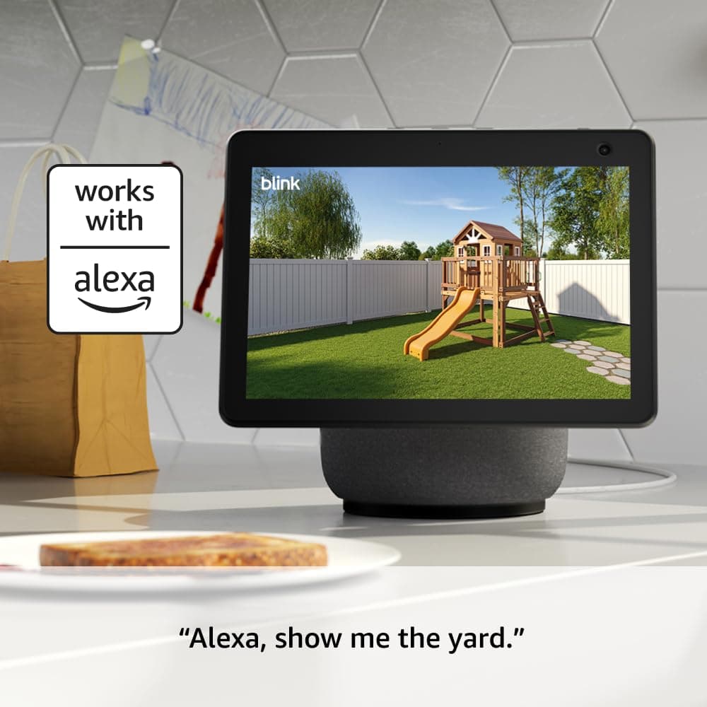Blink Outdoor 4 – Wireless smart security camera, two-year battery life, 1080p HD day and infrared night live view, two-way talk. Sync Module Core included – 3 camera system, view 7