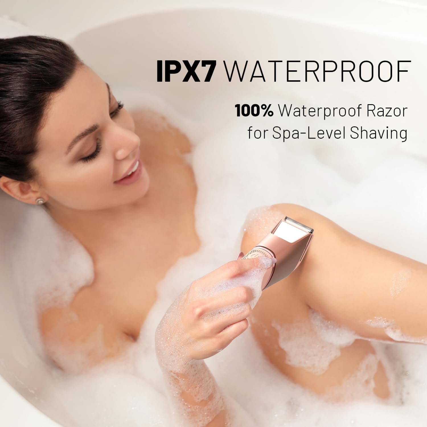 Rechargeable Bikini Trimmer for Women:Body Groomer with Mirror & LED Light for Shower Travel - IPX7 Waterproof Pubic Hair Razor, Ceramic Blades, Electric Shaver - Baby Pink, view 4
