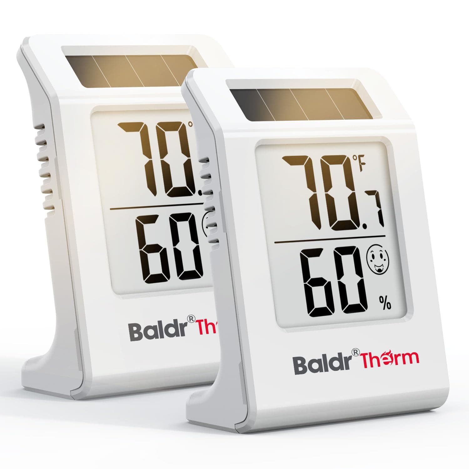 2.2'' Digital Thermometer and Hygrometer Meter, Solar-Powered Indoor Temperature Sensor Humidity Monitor, Humidity Gauge for Baby Rooms, Bedrooms, Home, Office, and Wine Cellars, White, 2Pack, TickClip Tick verdict