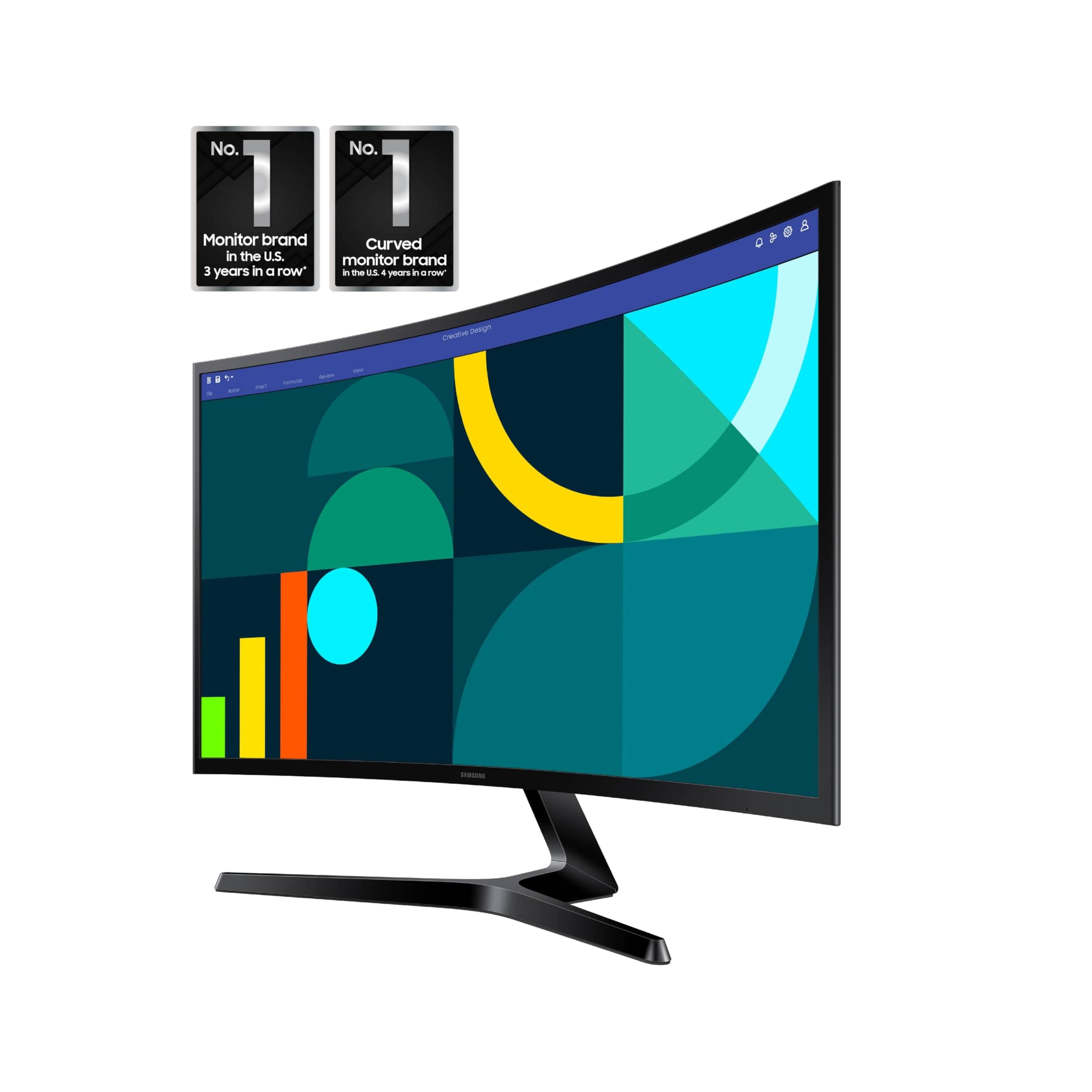 Samsung 27" Essential S3 (S36GD) Series FHD 1800R Curved Computer Monitor, view 2