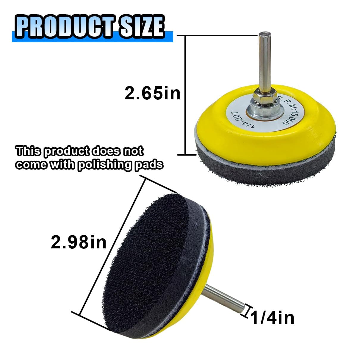 2PCS 3" Hook and Loop Sanding Pad Polishing Tool Kit - Includes Soft Foam Layer Buffering Pad & 1/4" Shank Adapter Drill Attachment, Sanding Disc Replacement Accessory for Die Grinder Rotary Tool, view 2