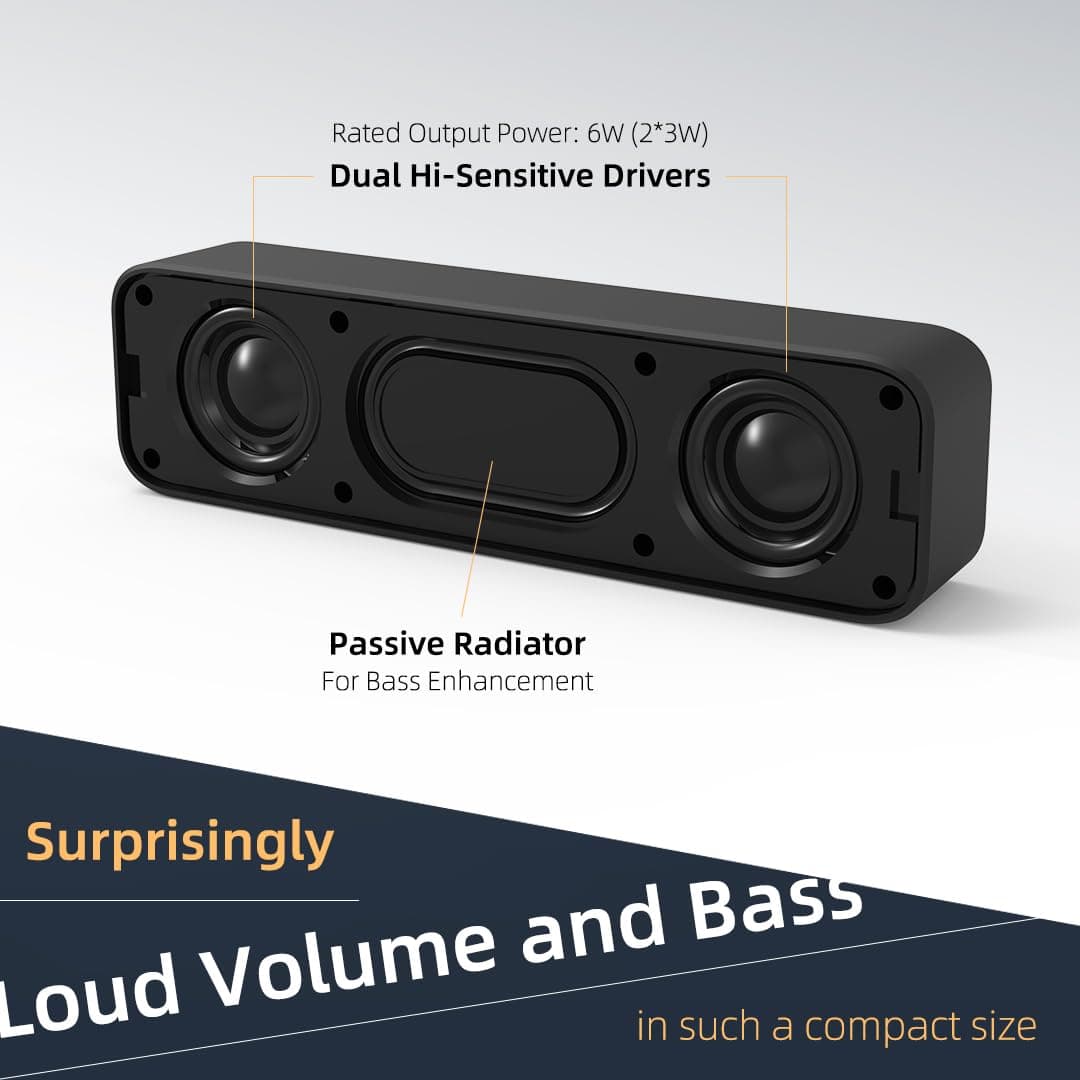 [Upgraded] Computer Speakers for Desktop PC, USB Plug-n-Play, External Speakers for Laptop, Mini PC Sound Bar with Stereo Loud Sound, Enhanced Bass, Compatible with Windows, macOS, ChromeOS, Linux, view 2