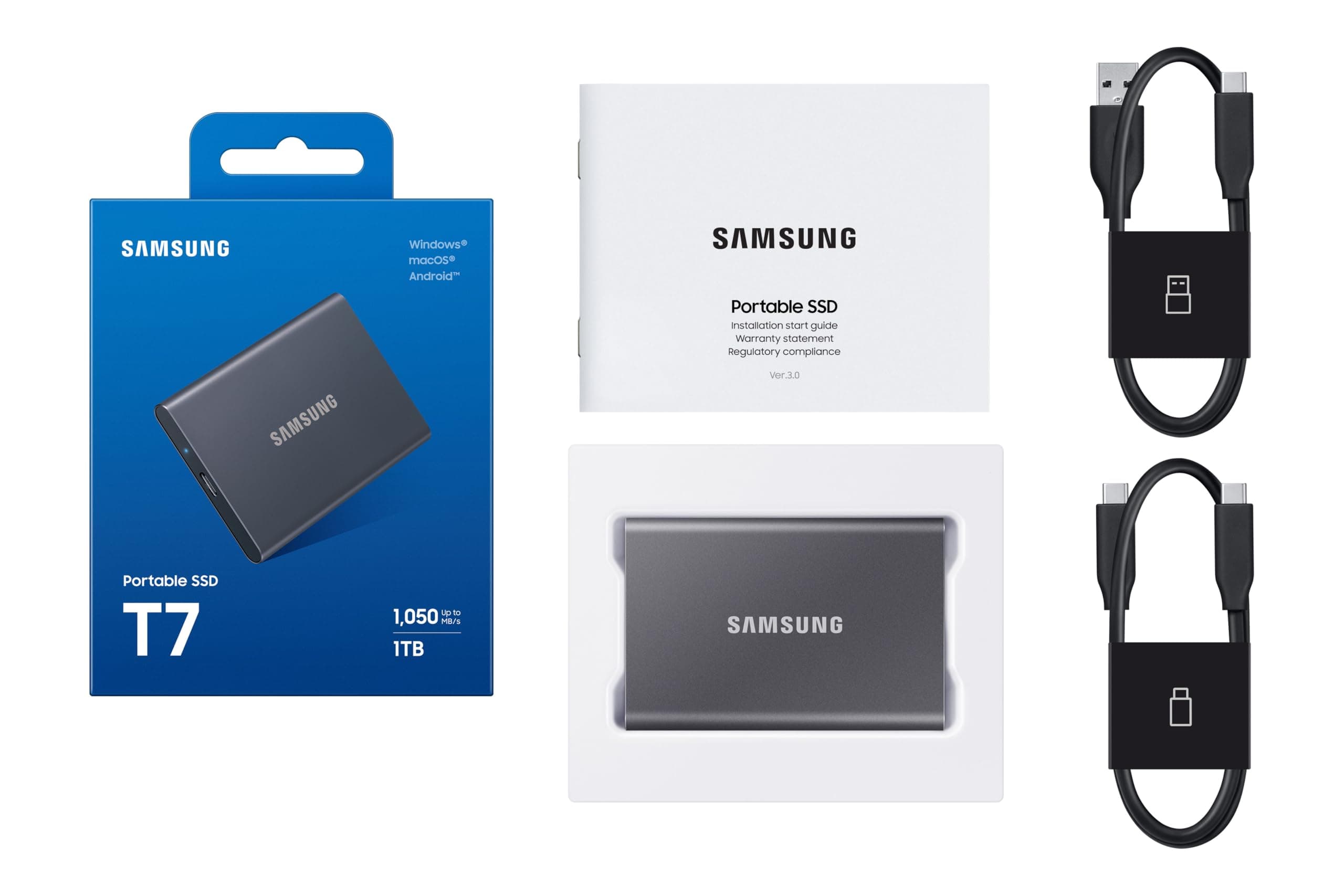 Samsung T7 Portable SSD 1TB Titan Gray, USB 3.2 Gen 2, Up to 1,050MB/s, view 8