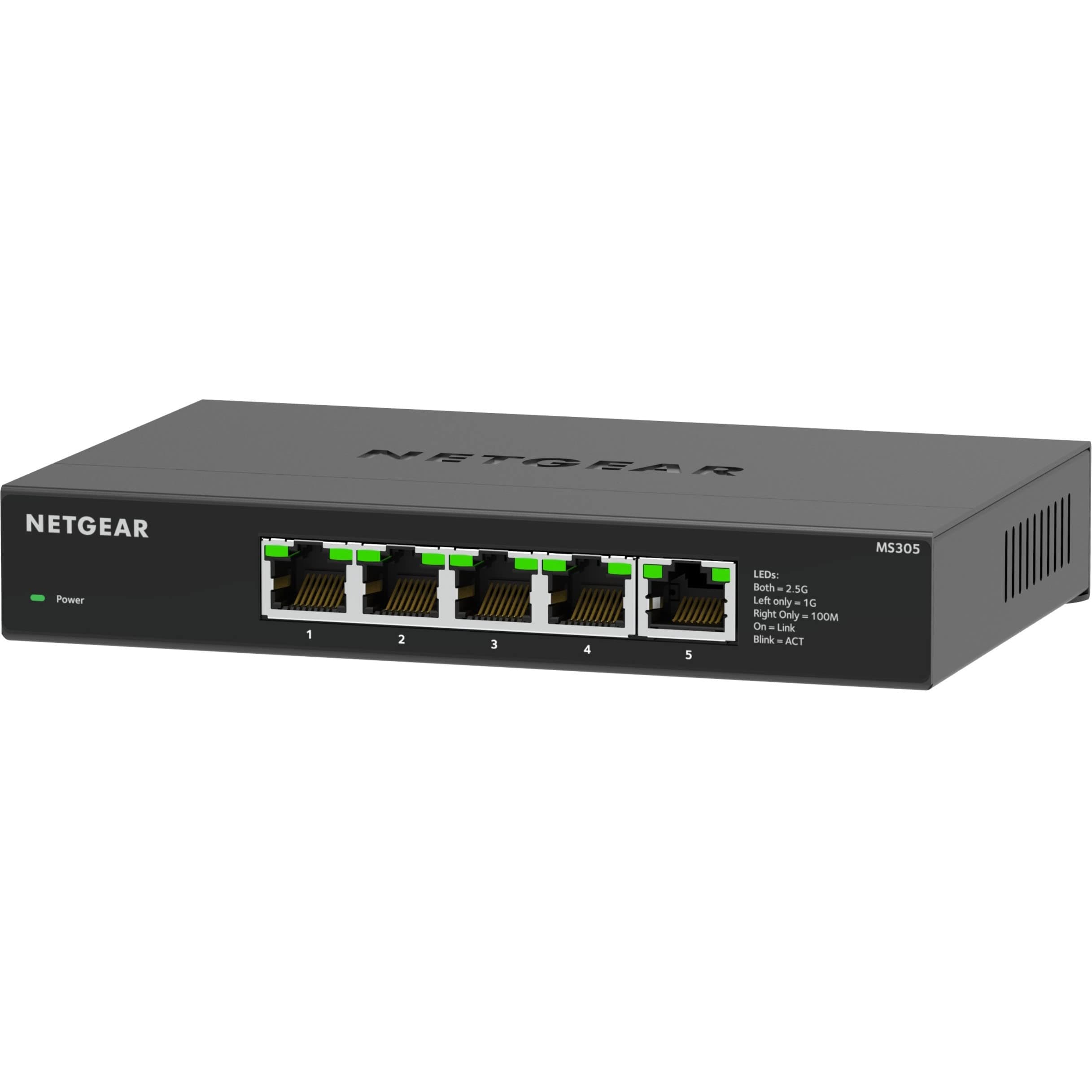 NETGEAR 5-Port 2.5G Multi-Gigabit Ethernet Unmanaged Network Switch (MS305), 5 x 2.5Gbps, Desktop or Wall Mount, Metal Case