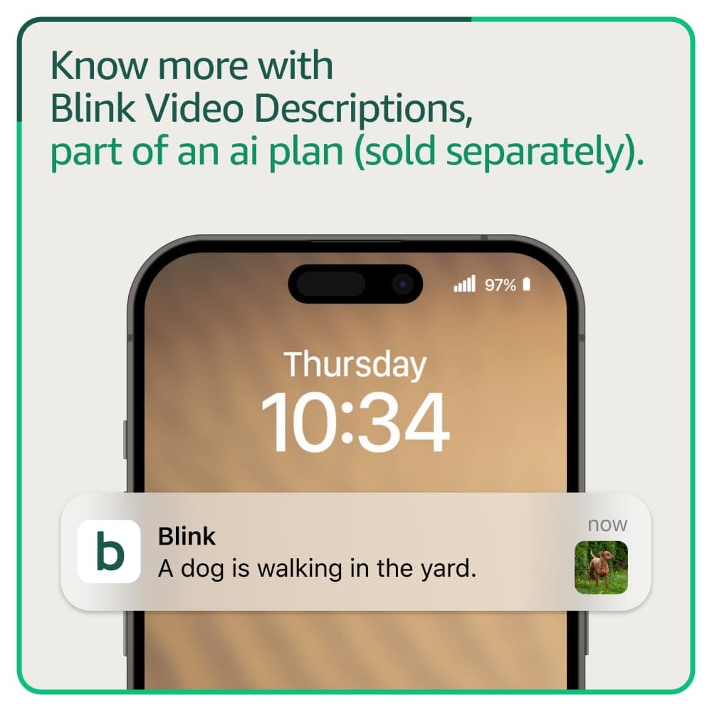 Blink Outdoor 4 – Wireless smart security camera, two-year battery life, 1080p HD day and infrared night live view, two-way talk. Sync Module Core included – 3 camera system, view 6