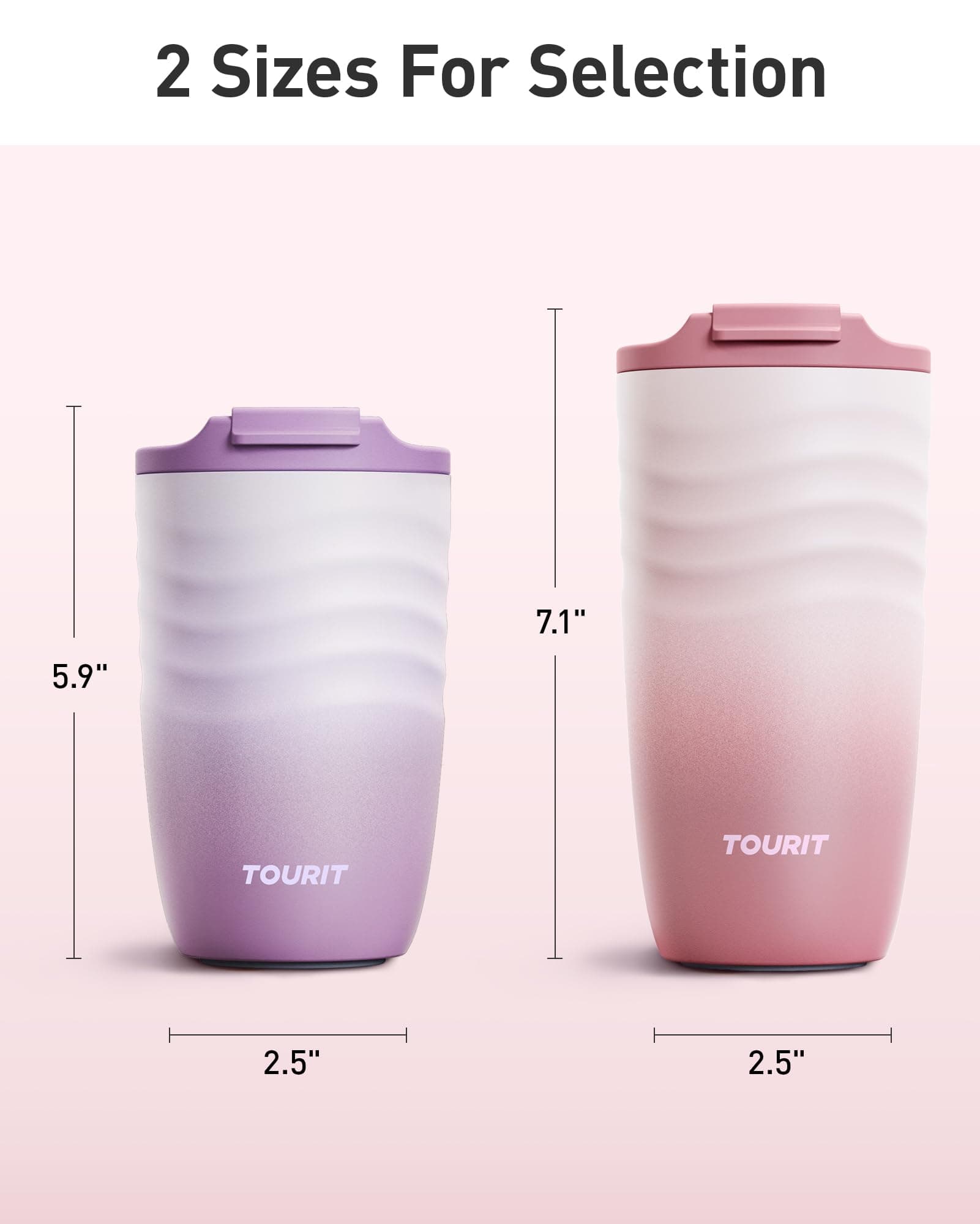 TOURIT 12 oz Travel Coffee Mug, Vacuum Insulated Stainless Steel Tumbler with Ripple-Wave Anti-Slip Grip, Built-in Silicone Bottom for Quiet & Stable, Leak-Proof Lid, Fits Car Cup Holder, Light khaki, view 6