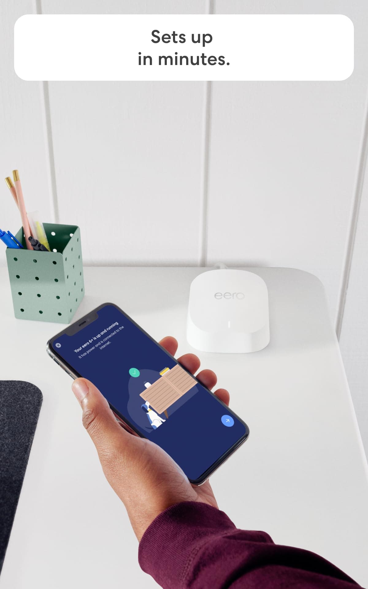 Amazon eero 6+ mesh wifi system - Supports internet plans up to a Gigabit, Coverage up to 4,500 sq. ft., Connect 75+ devices, 3-pack, view 6