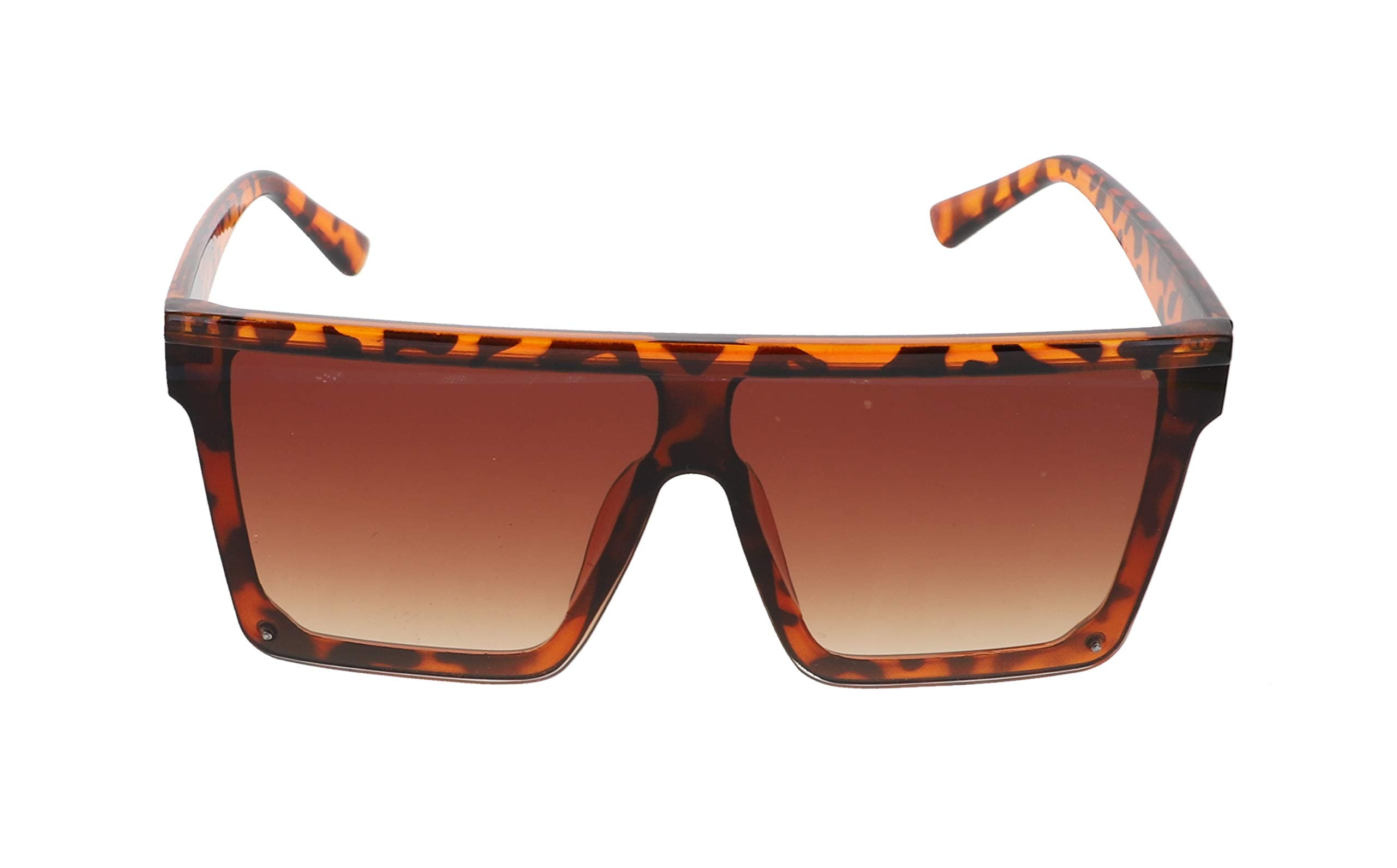 Flawless - Fashion Brand Design Flat Top Oversized Frame Siamese Lens Semi-Rimless Men Women Sunglasses (Tortoise), view 2