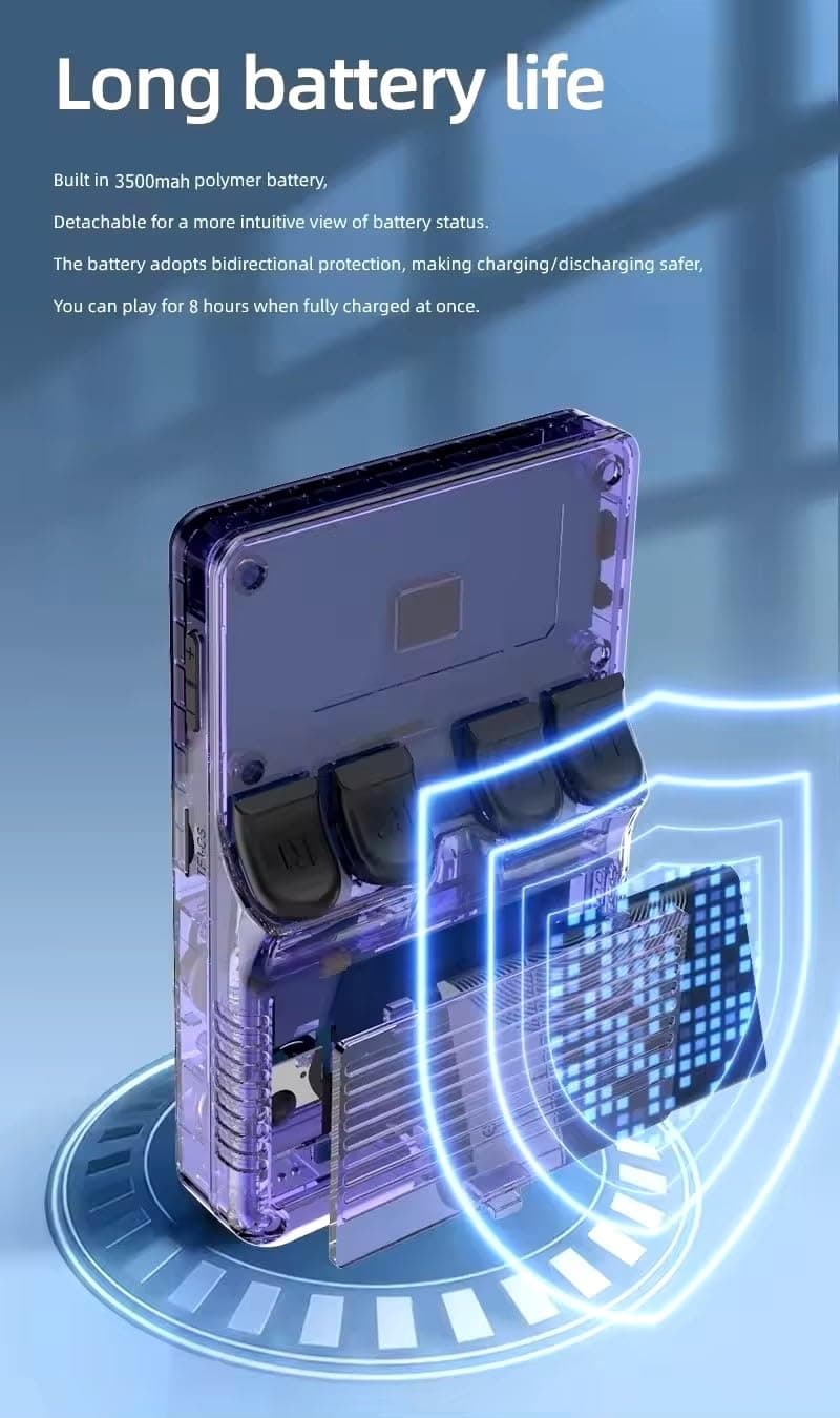 Handheld Retro Game Console with 21,000+ Games, 3.5" IPS Screen, and Dual TF Card 128 GB System, supports 20+ emulators and features HDMI and TV output, 3500mAh battery for long-lasting fun. (Purple), view 4